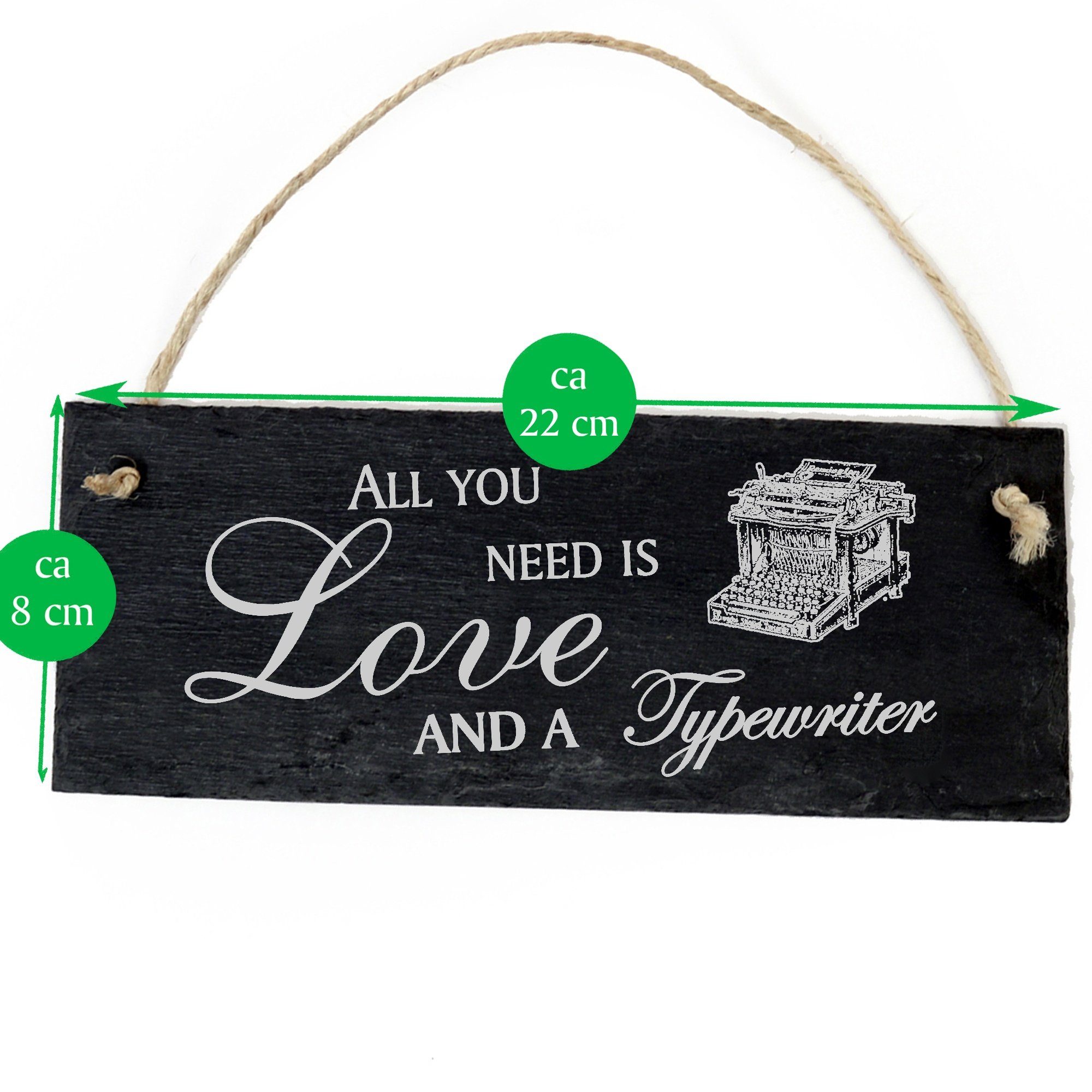 Typewriter Love you need Dekolando 22x8cm Hängedekoration is Schreibmaschine a All and