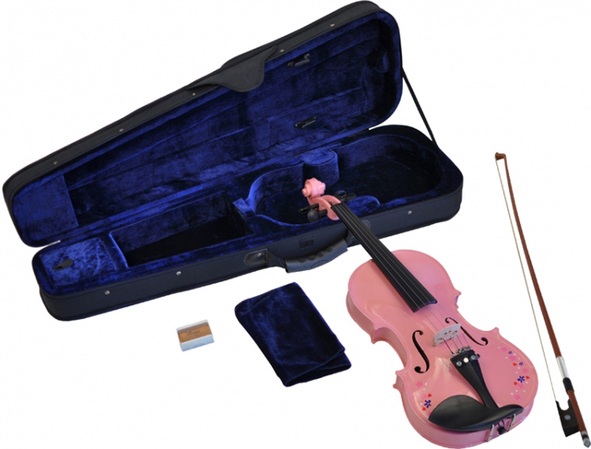 Violine 1/16 Geige im SET pink mit Blumendekor handgearbeitet