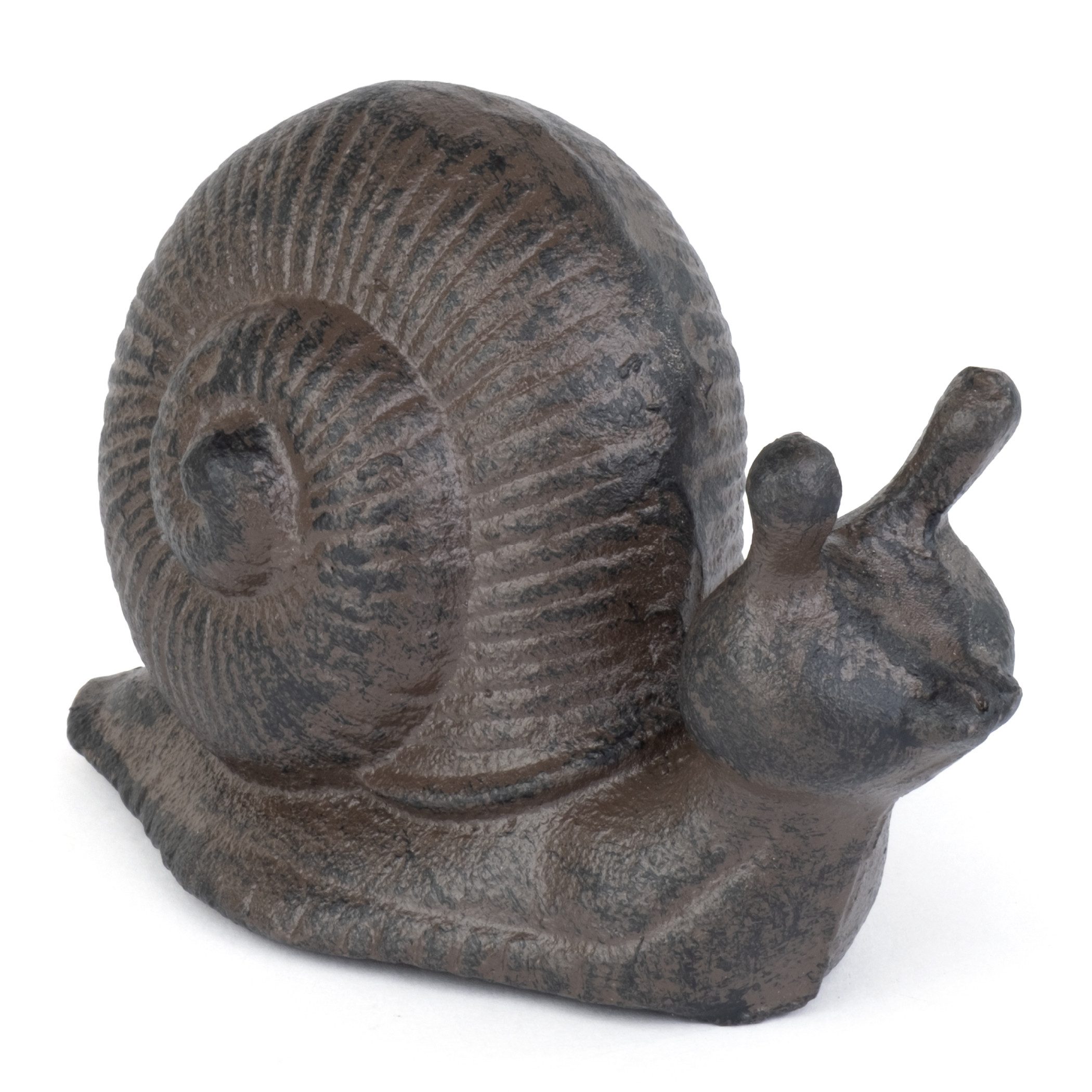 Moritz Gartenfigur Schnecke Gusseisen B 11,5 cm H 7 cm braun Antik Optik Spiralhaus