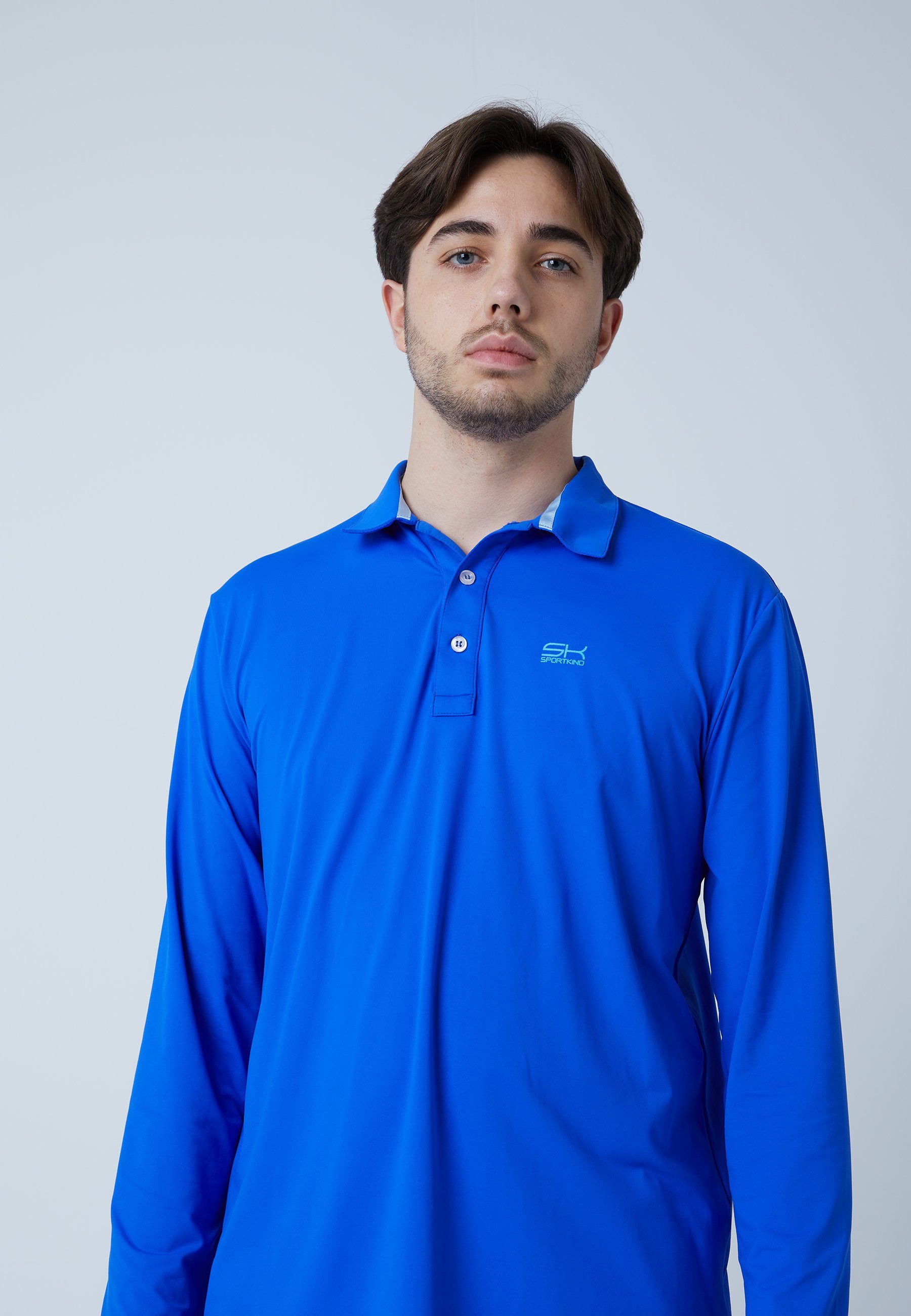 SPORTKIND Funktionsshirt Golf Polo Shirt Langarm Jungen & Herren kobaltblau | Funktionsshirts