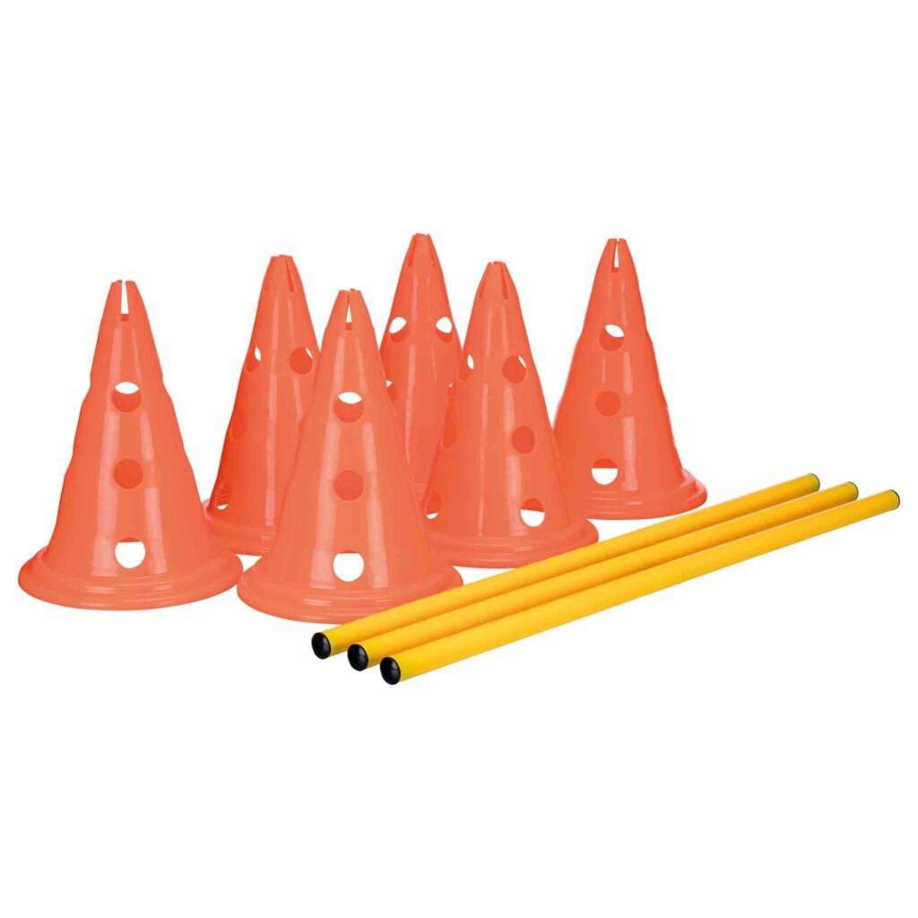 TRIXIE Agility-Hürde Pylonen-Hindernis-Set - orange/gelb - ø 23 × 30 cm/78 cm, Kunststoff