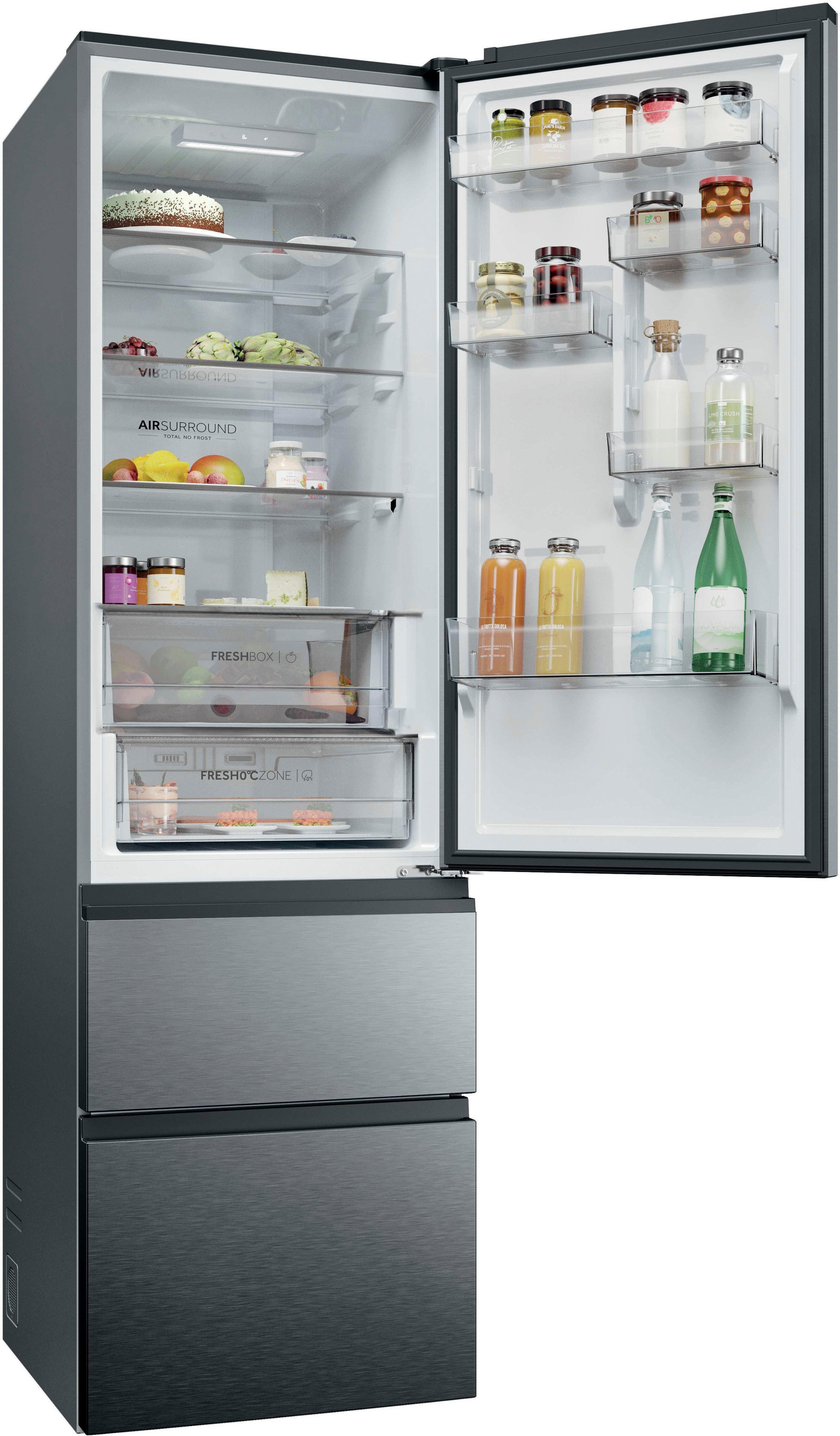 Haier Kühl-/Gefrierkombination Combi 3D 60 HTR3620CNMP, 205 cm hoch, 59,5 cm breit, Easy Access-Gefrierschubladen: Alles schnell gefunden