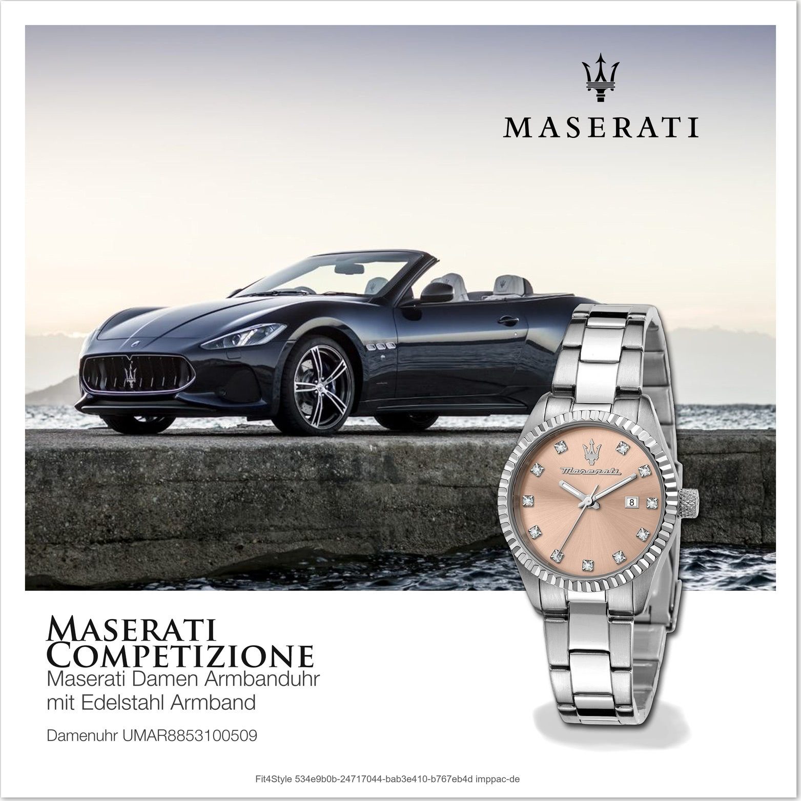 roségold Edelstahlarmband, MASERATI (ca. rundes Damenuhr Gehäuse, mittel Quarzuhr Edelstahl Armband-Uhr, 31mm) Maserati