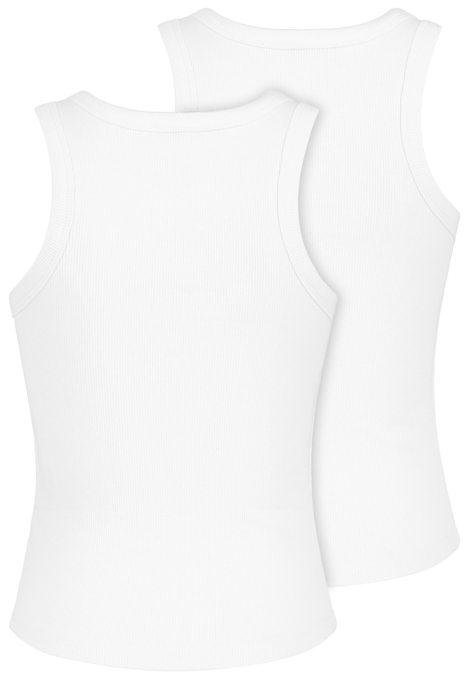 SUBLEVEL Shirttop Ärmelloses Doppelpack Rippstruktur Rundhalsform Basic für Damen (2-tlg) Baumwolle Slim Fit Rundhals Ärmellos Einfarbig atmungsaktiv