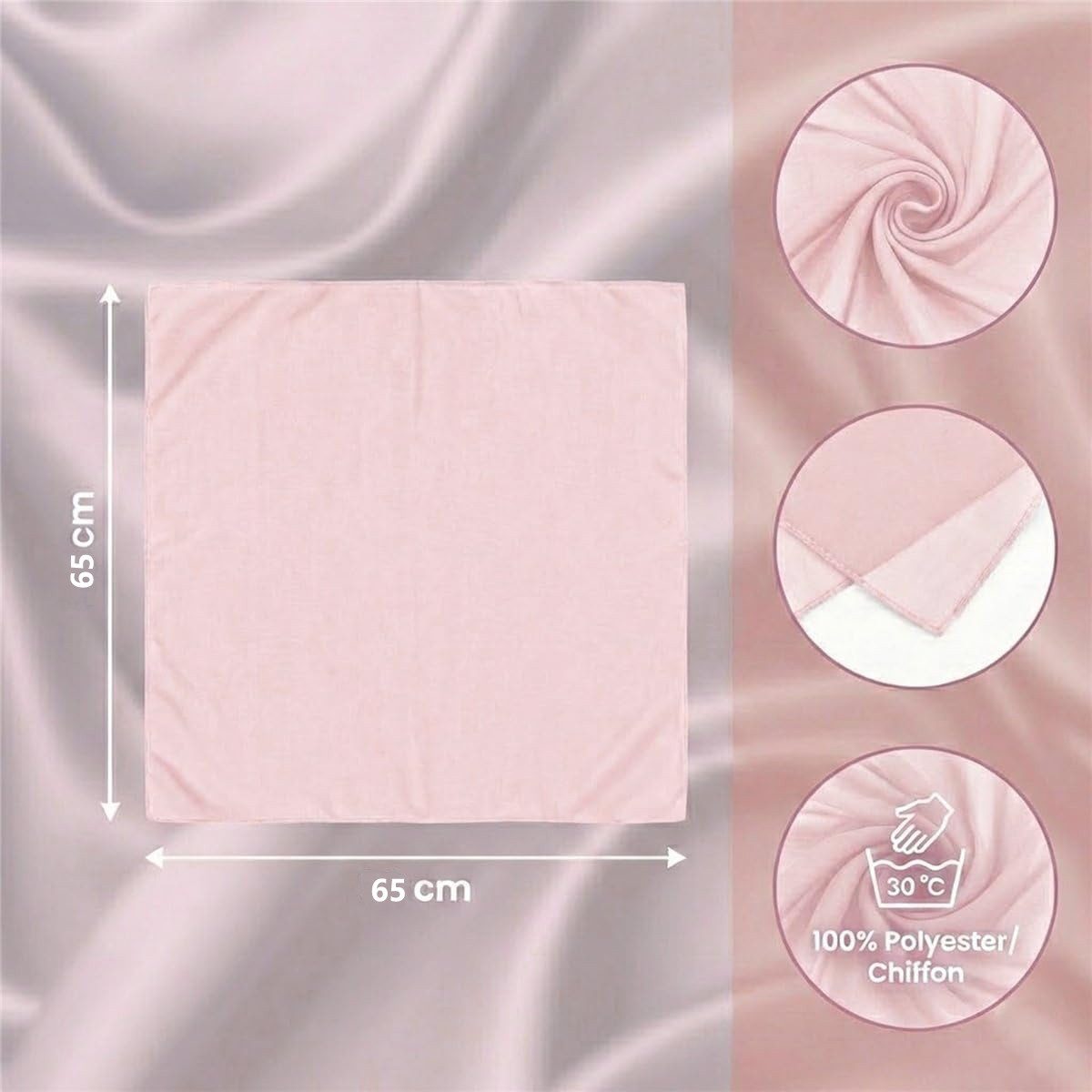 Zaewry Seidentuch Damen Nickituch Chiffon in einfarbig Uni - Leichtes zartes Halstuch, 65 x 65 cm – Bild 3 von 5