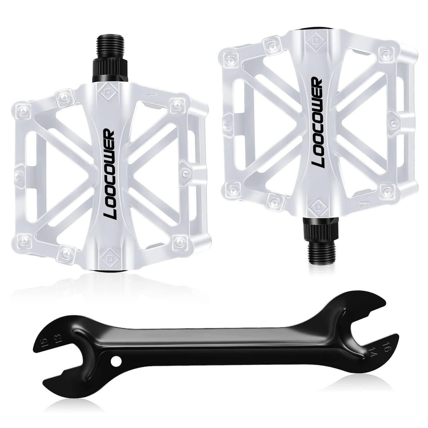 LuxusKollektion Plattformpedale Fahrrad Pedale Aluminium Anti Skid Mountain Bike 9/16 Weiß
