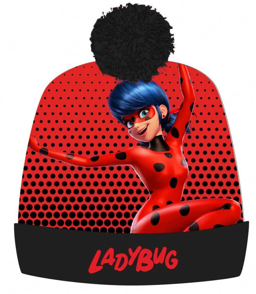 EplusM Bommelmütze Miraculous Ladybug Kinder Wintermütze Rot Gr. 52 cm kopfumfang