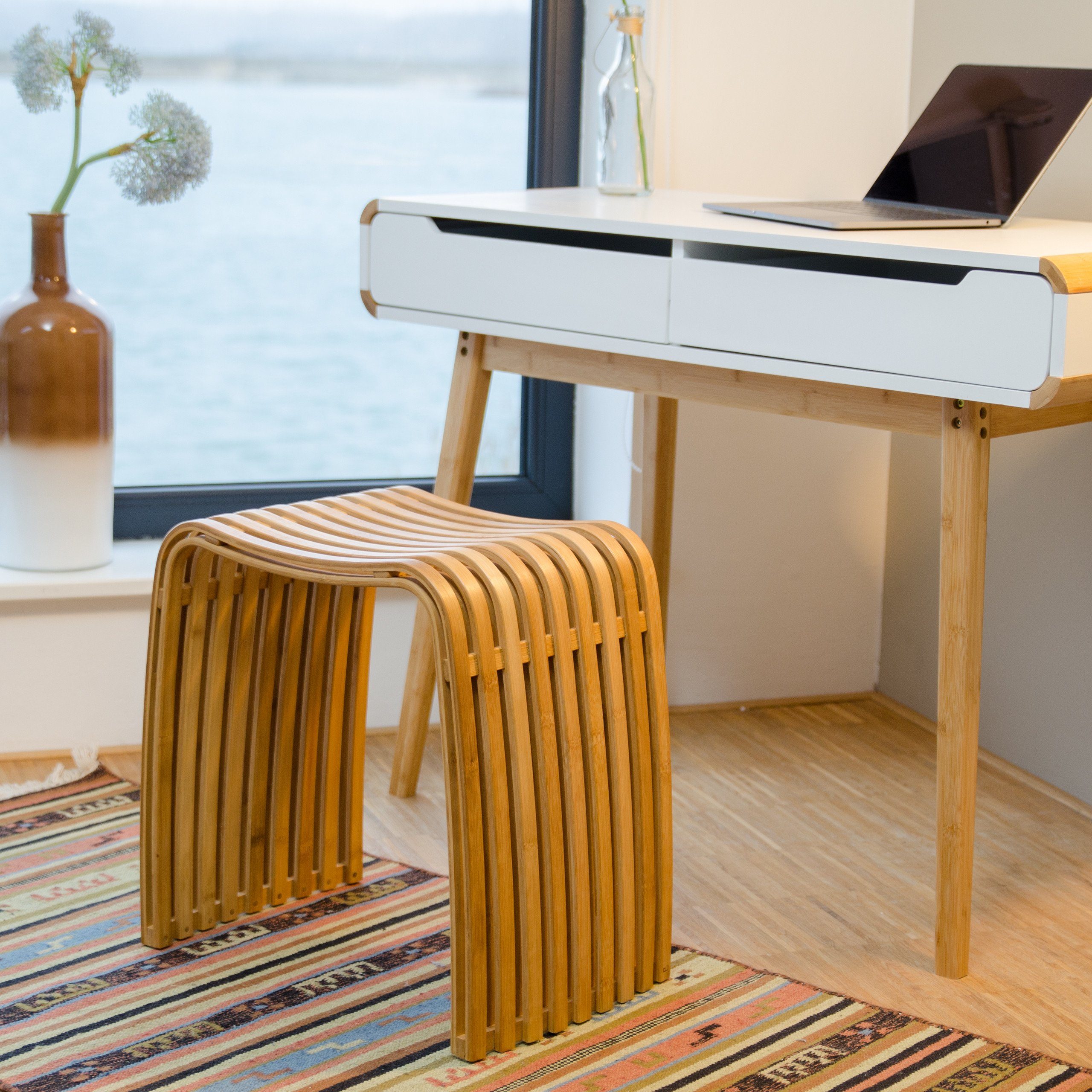 relaxdays Sitzhocker Garderoben Hocker im Bambus günstig online kaufen