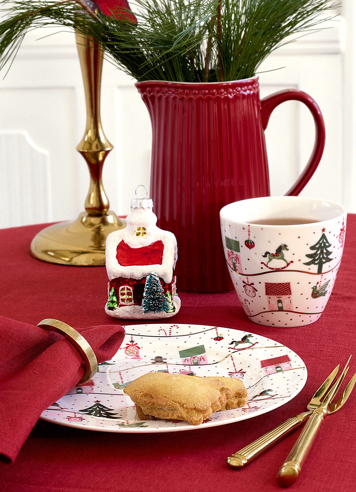 Greengate Servierschüssel Alice Servierschüssel red Set2, Steinzeug, (Schüsseln & Schalen)