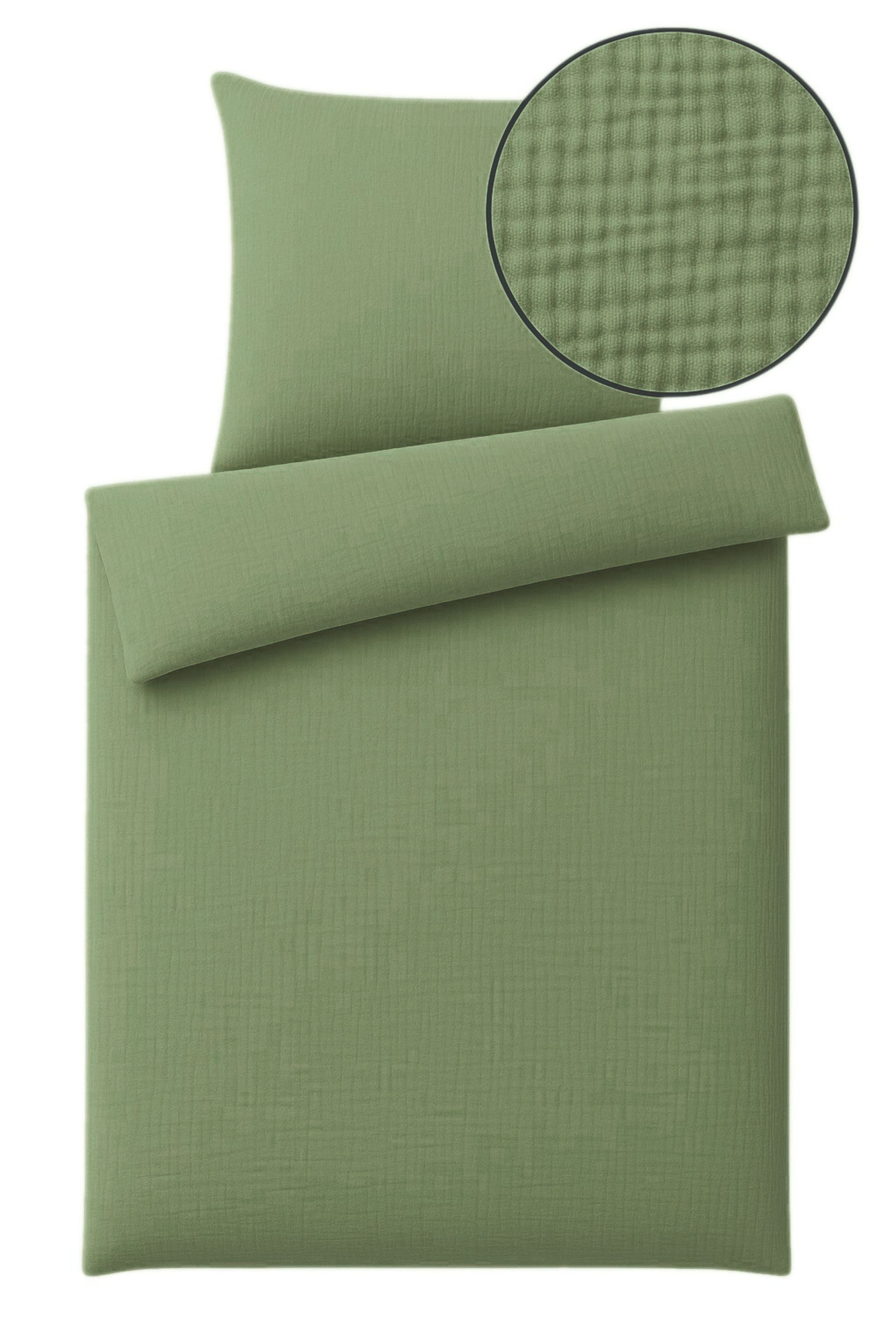 One Home Bettwäsche Musselin, Musselin, 2 teilig, Unifarben, weiche Baumwolle Sommer und Winter geeignet