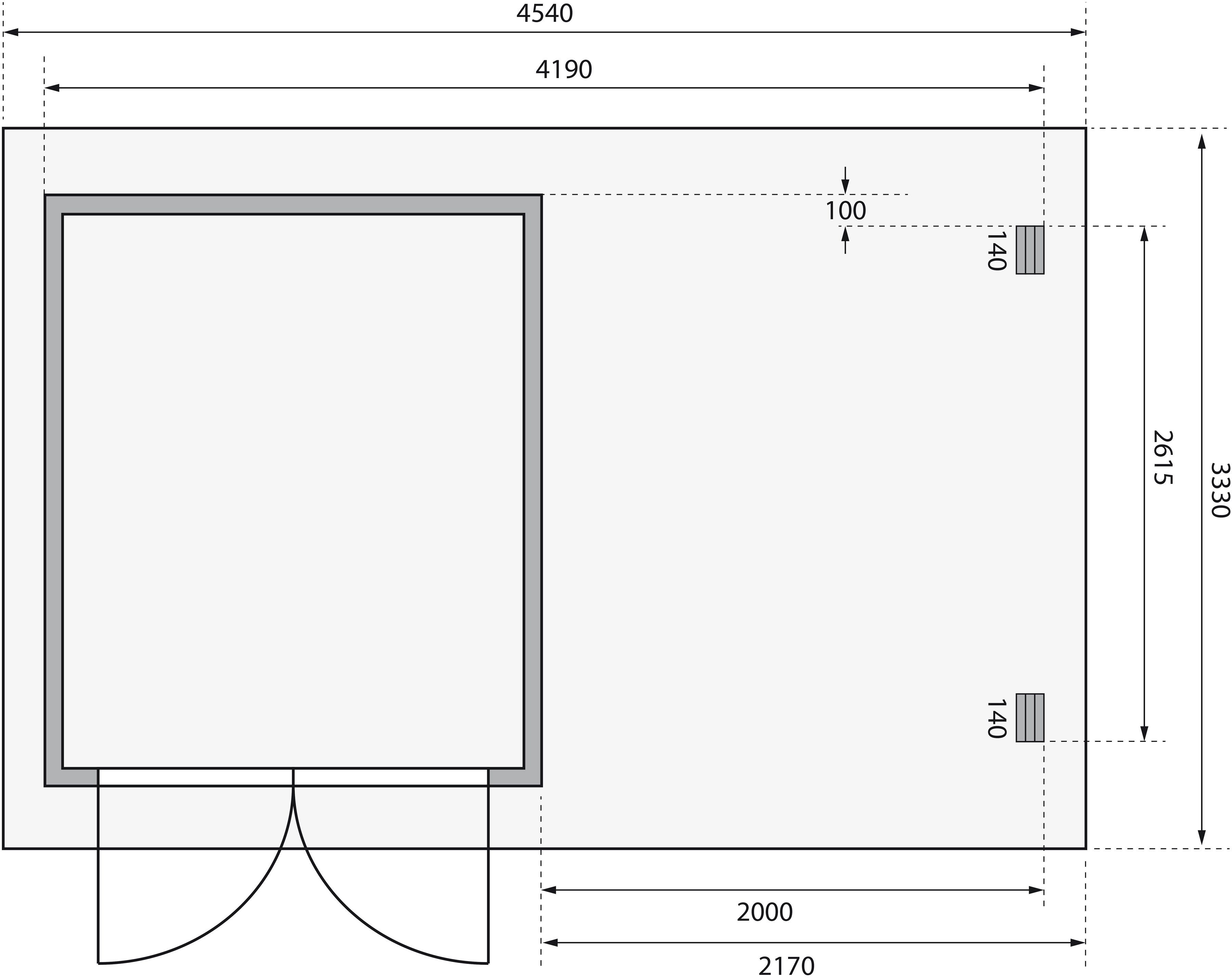 BxT: cm, 255x333 4, Schloßsee (Set), Gartenhaus mit KONIFERA Anbaudach