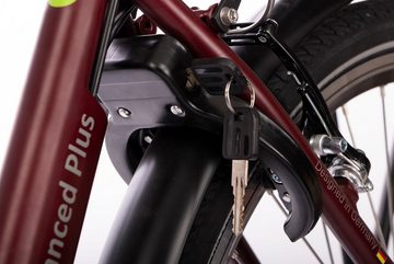 SAXONETTE E-Bike Advanced Plus, 3 Gang Shimano SHIMANO Nexus Schaltwerk, Nabenschaltung, Frontmotor, 375 Wh Akku, (mit Akku-Ladegerät), Damen E-Bike Cityrad, Rücktrittbremse, integr. Rahmenschloss, Pedelec