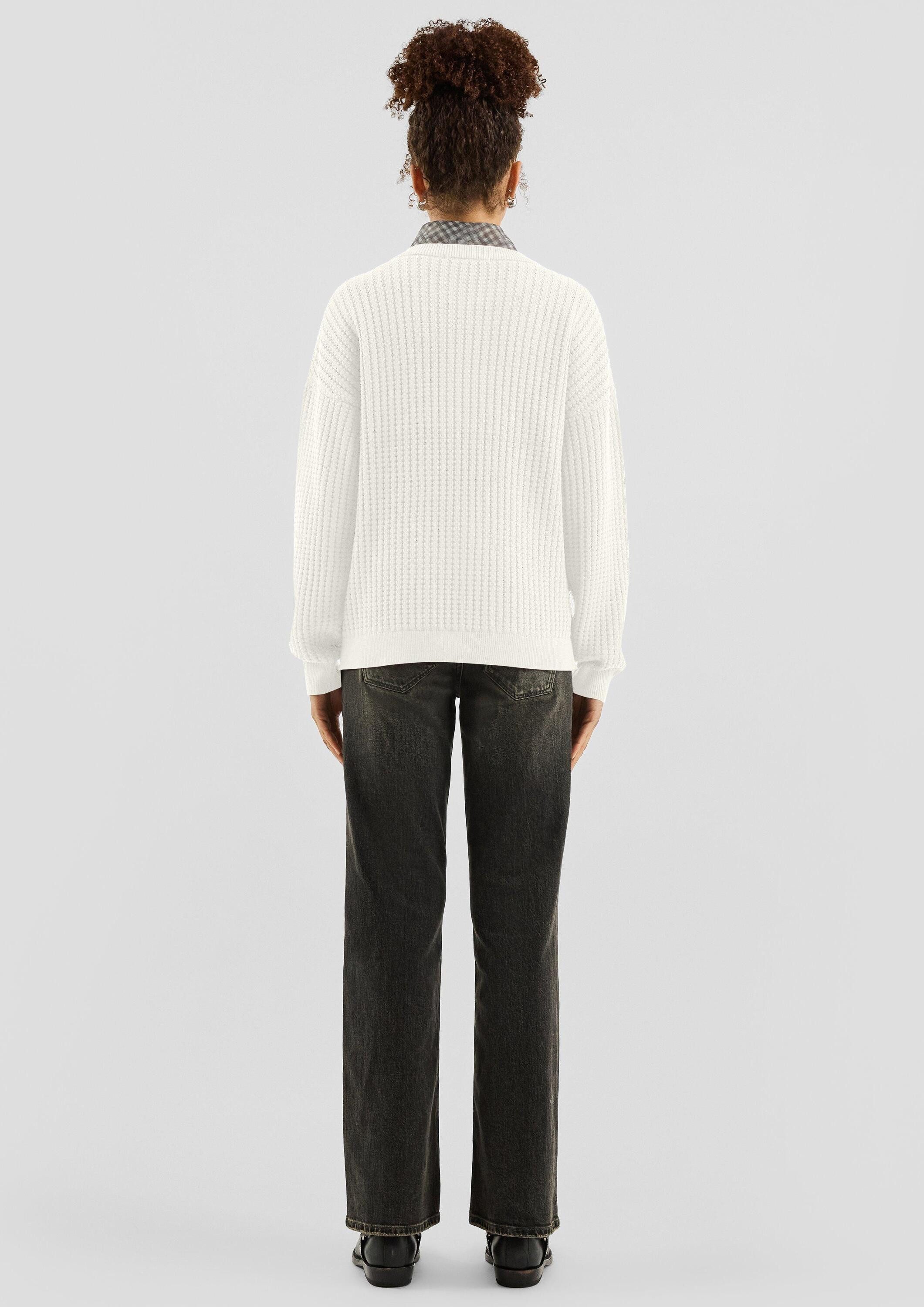 QS Longpullover Strickpullover Strukturierter Pullover