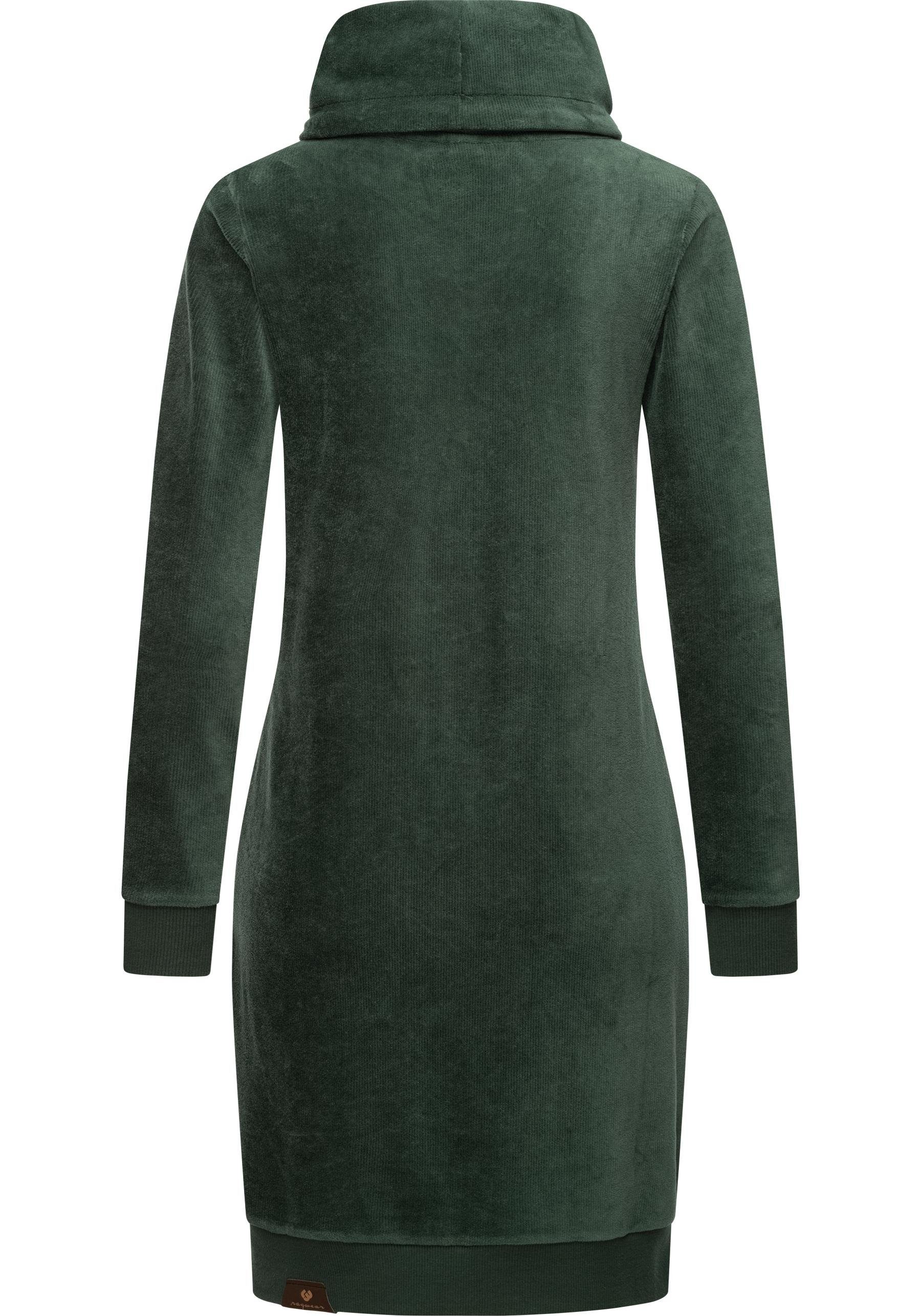 Velvet in apfelgrün stylisches Samtoptik Langarmkleid Sweatkleid Chloe Ragwear