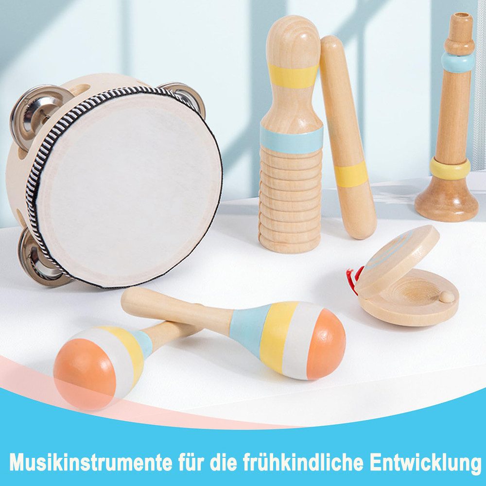 Flintry Spielzeug-Musikinstrument Montessori-Holzspielzeug für Kleinkinder von 3-6 Jahren, (6 tlg), modernes Boho-Percussion-Instrumenten-Set für Kinder,Geschenke