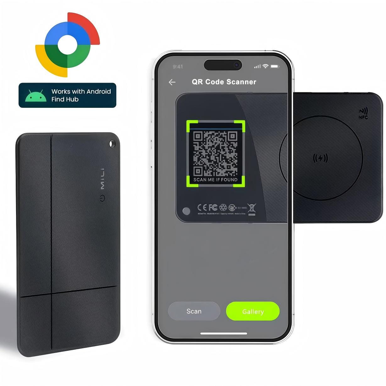 Mili Bluetooth Tracker Karte&Schlüsselfinder mit "Google Find My Device" GPS-Tracker (Wiederaufladbarer Geldbeutel-Finder,NFC card - Kein Abo,IP67,1PC)