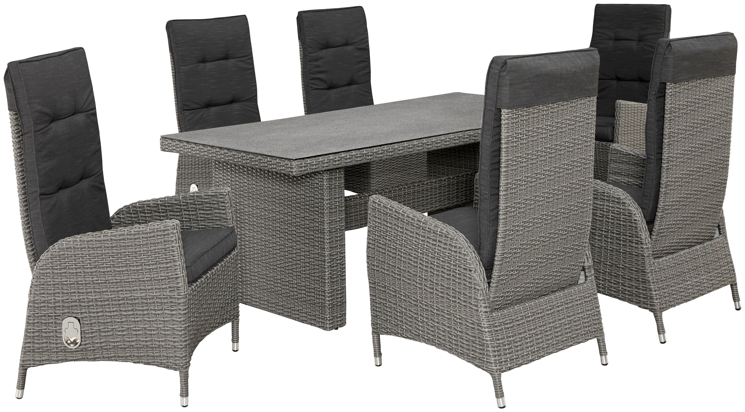 KONIFERA Garten-Essgruppe Brisbane, (Set, 13-tlg., 6 Sessel, Rückenlehne ve günstig online kaufen