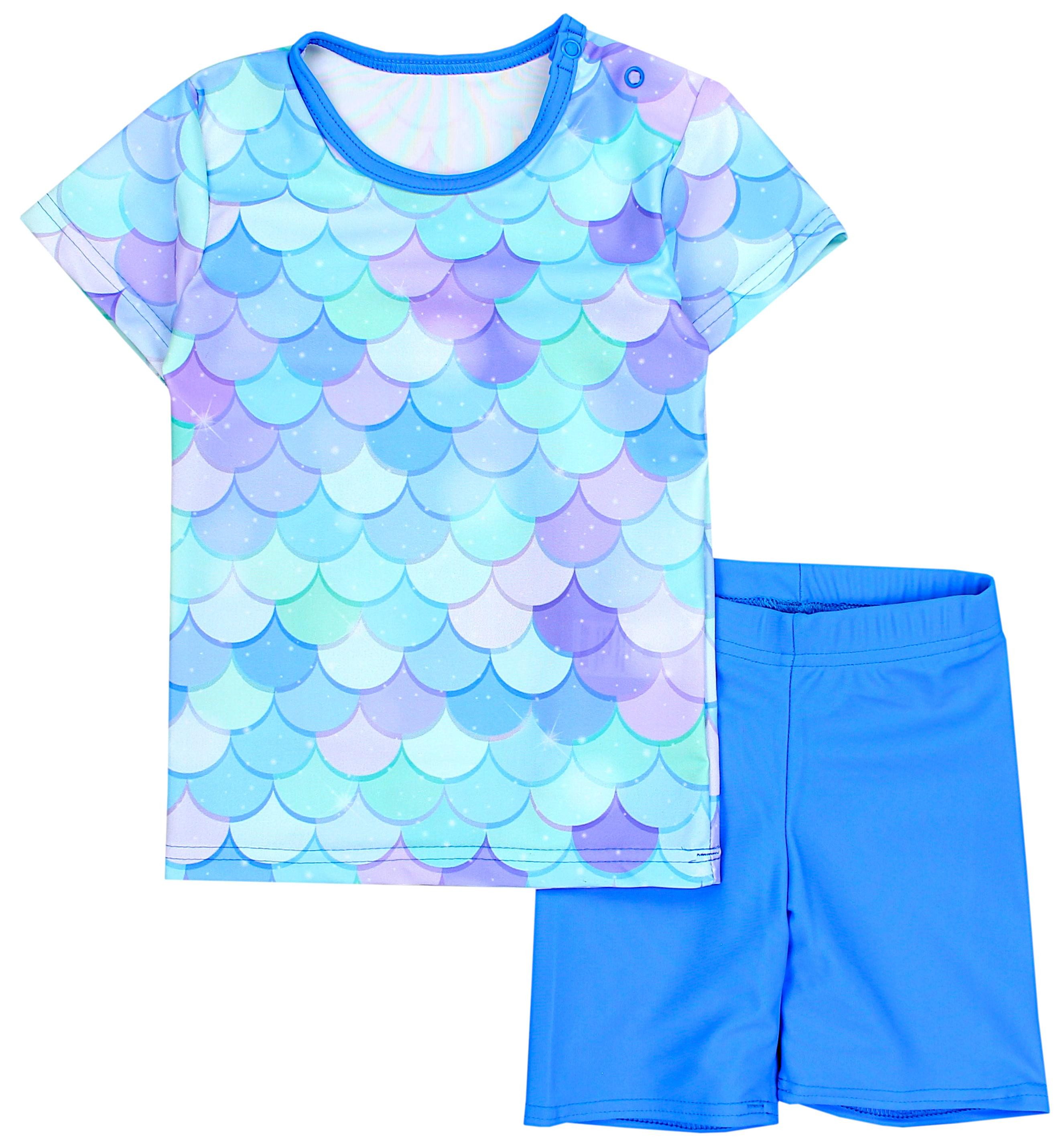 Aquarti Badeanzug Baby Mädchen Zweiteiler Kinder Badeanzug Set Shirt Badehose UV-Schutz