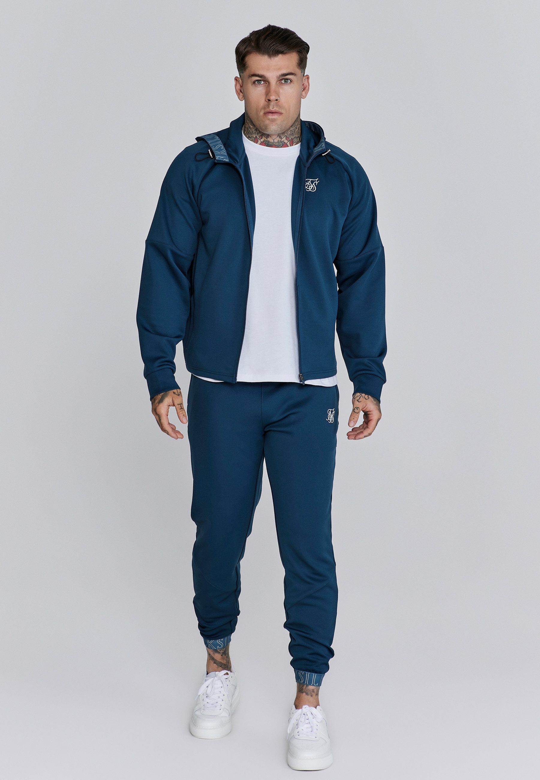 Siksilk Hoodie SikSilk Herren Blauer Full Zip Kapuzenpullover günstig online kaufen