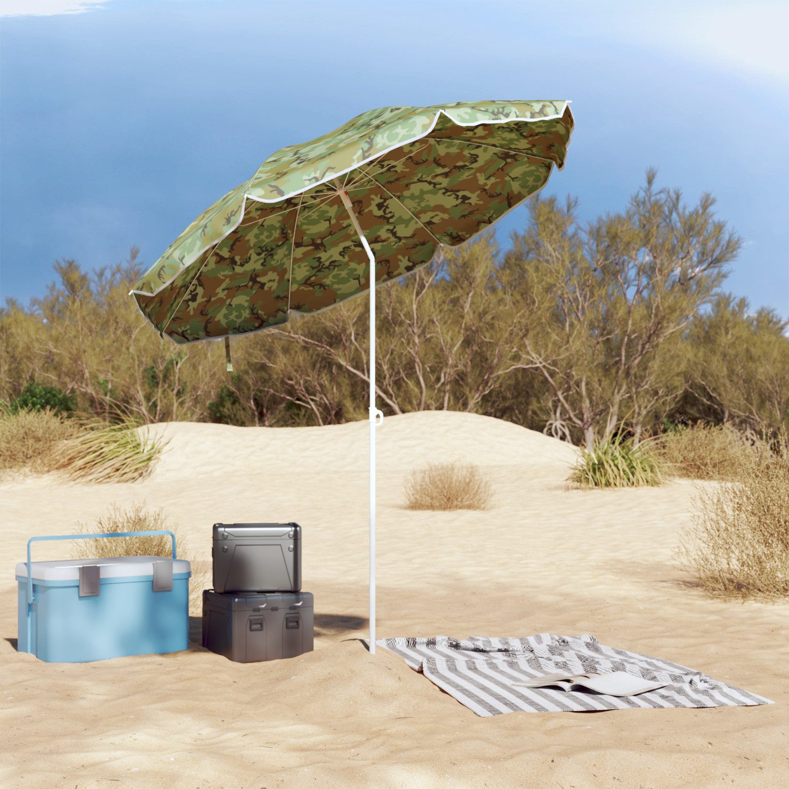 vidaXL Sonnensegel Strandschirm mit Aluminiummast Tarnfarben günstig online kaufen