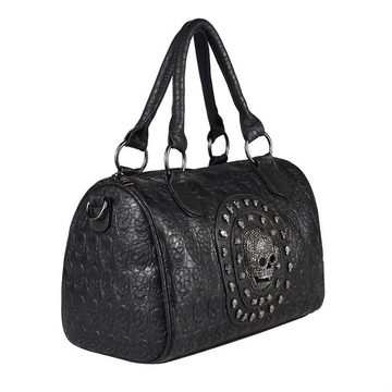 ITALYSHOP24 Schultertasche Damen Totenkopf Bowling Tasche, Skull Optik, als Handtasche & Umhängetasche tragbar