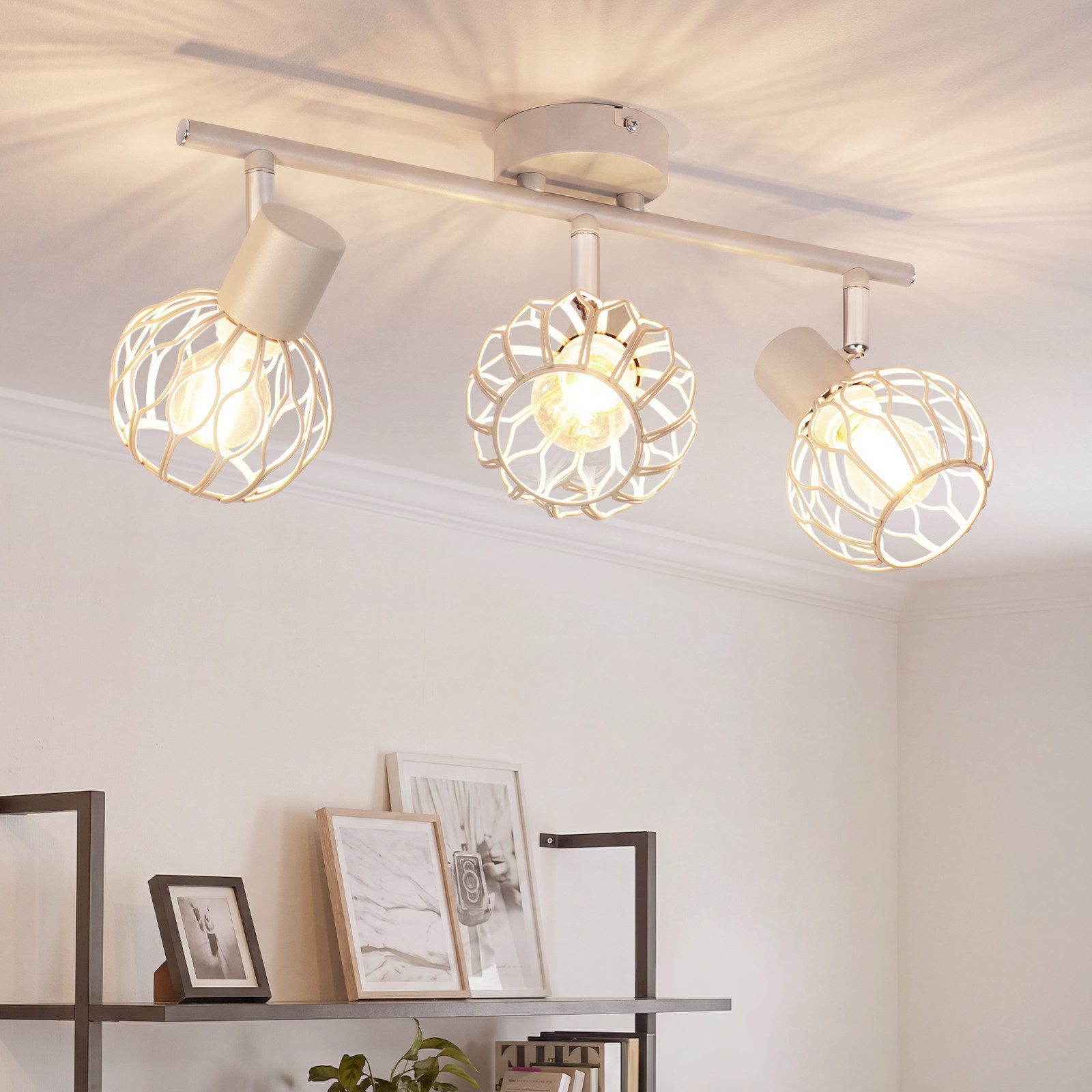 Nettlife Deckenstrahler E14 3 flammig 350° schwenkbaren Spots moderner Deckenstrahler, ohne Leuchtmittel, individuell ausrichtbare Deckenleuchte für Wohnzimmer Küche