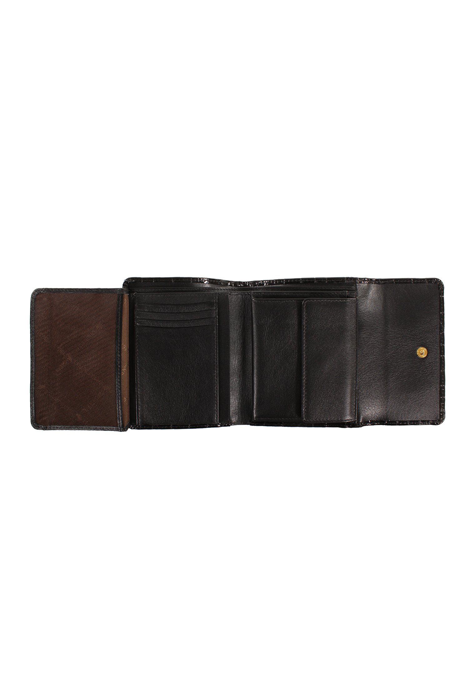 Geldbörse schwarz mit VERONA Büffel 8CS, Braun Glanzeffekt M