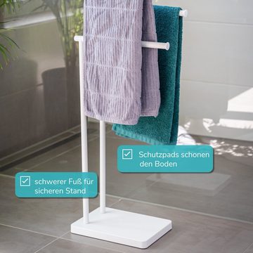 bremermann Handtuchstange Stand-Handtuchhalter freistehend, 2 Stangen, Handtuchständer, weiß
