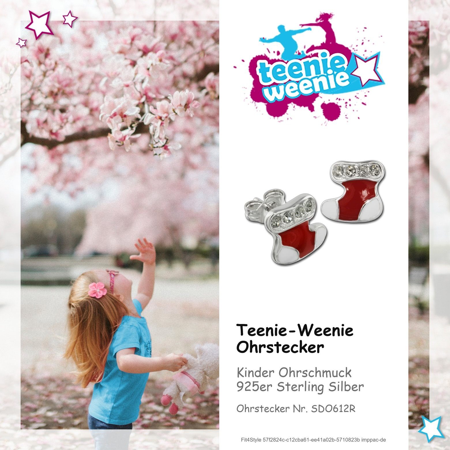 silb Sterling Silber, Teenie-Weenie Paar Farbe: aus Nikolausstiefel 925 Teenie-Weenie Ohrstecker Ohrstecker Kinder Ohrringe Kinder Silber (Ohrstecker),