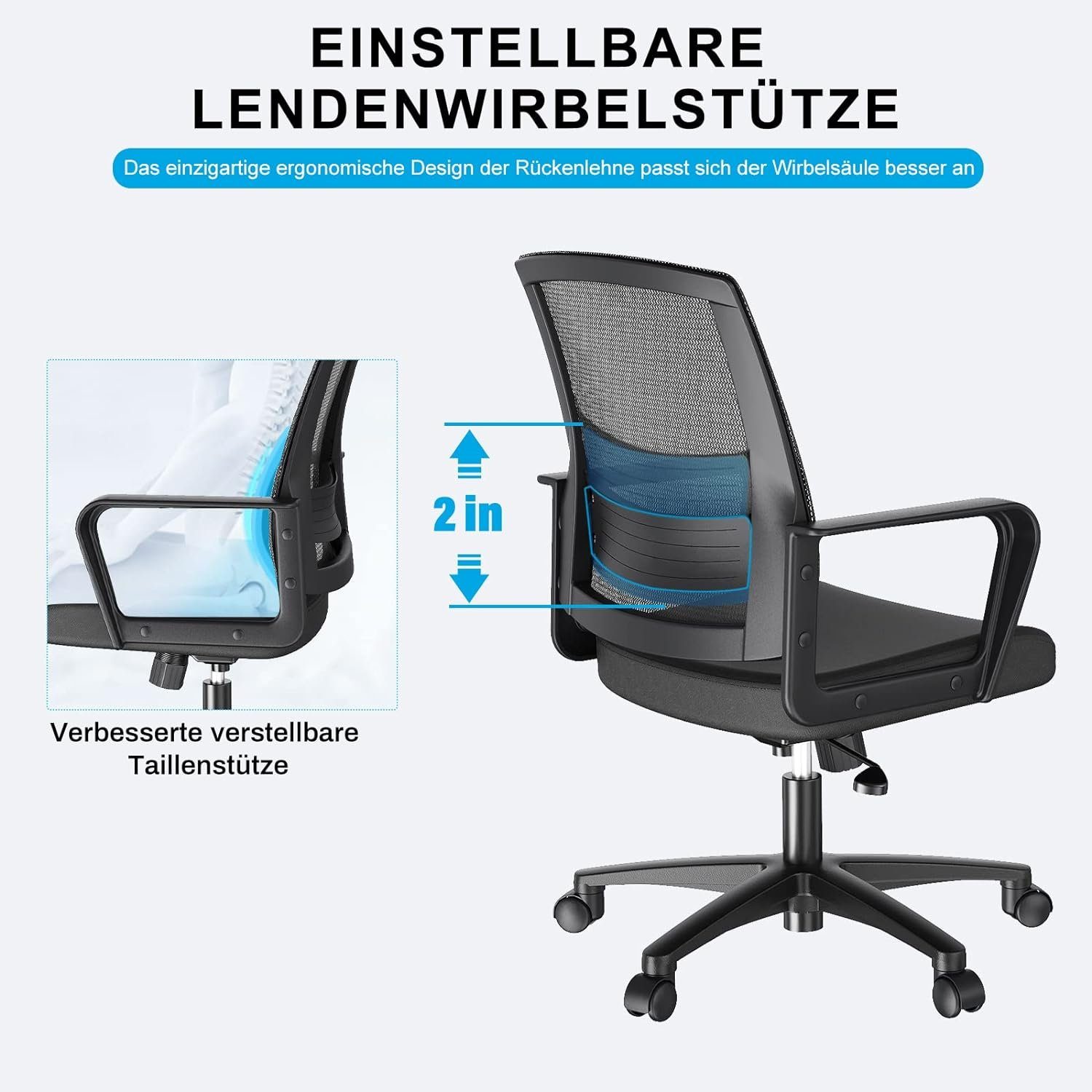 BASETBL mit Drehstuhl Bürostuhl, Netzbespannung Chefsesse Schreibtischstuhl ergonomischer