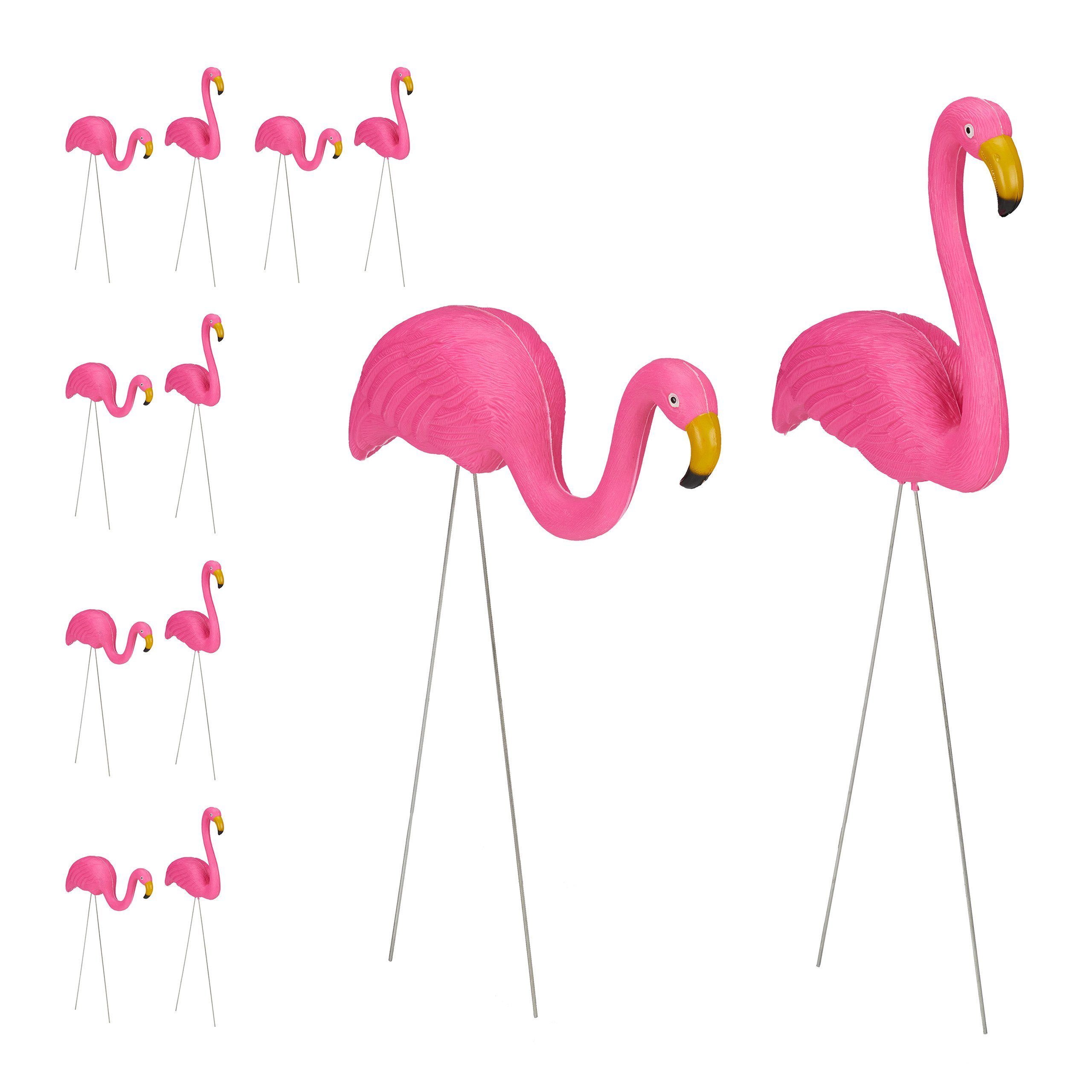 relaxdays Gartenfigur 12 x Figur Flamingo