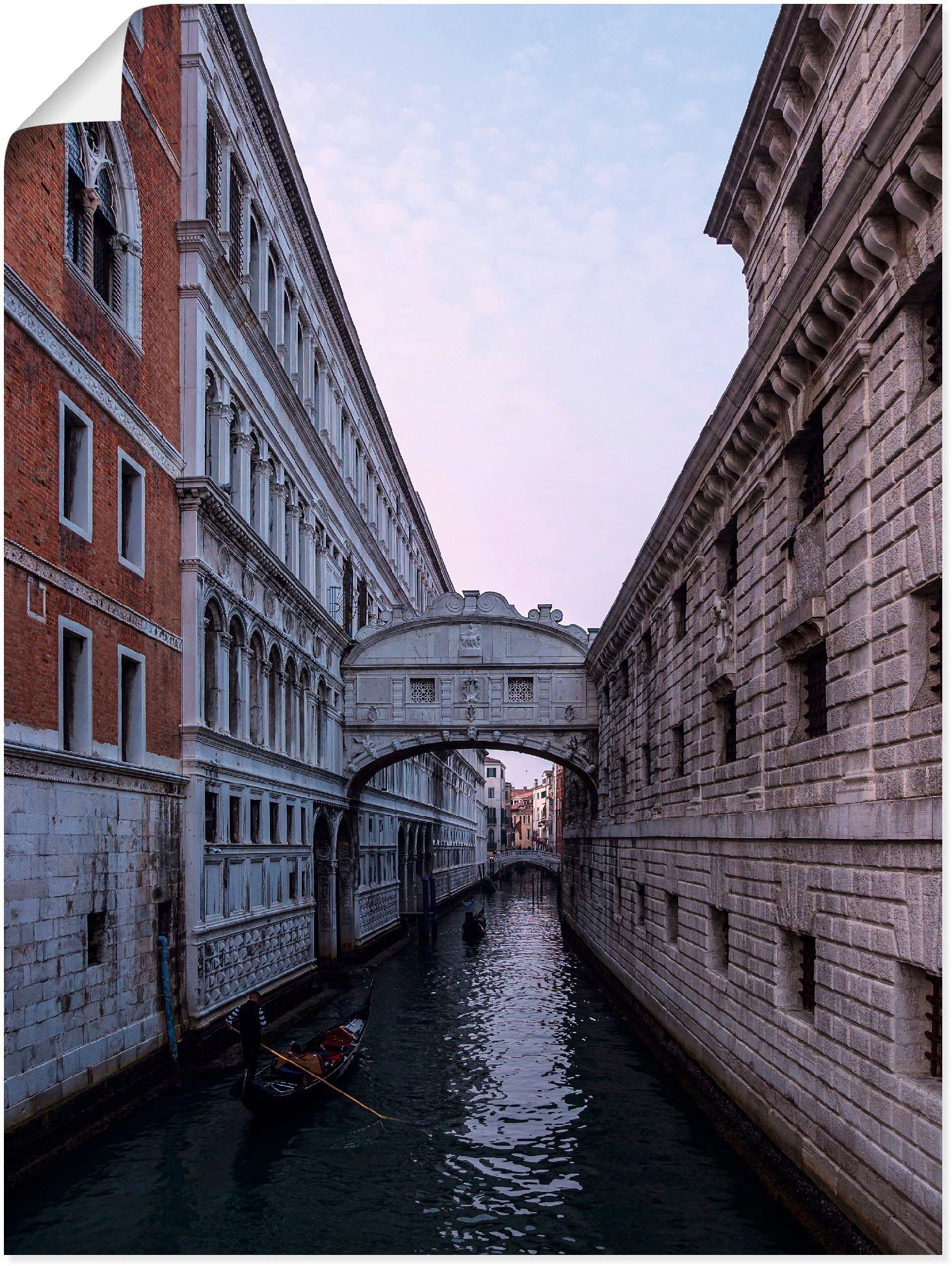 Artland Wandbild Blick auf die Brücken oder (1 Venedig, Alubild, Poster in Größen als St), in Wandaufkleber Seufzerbrücke versch. Leinwandbild