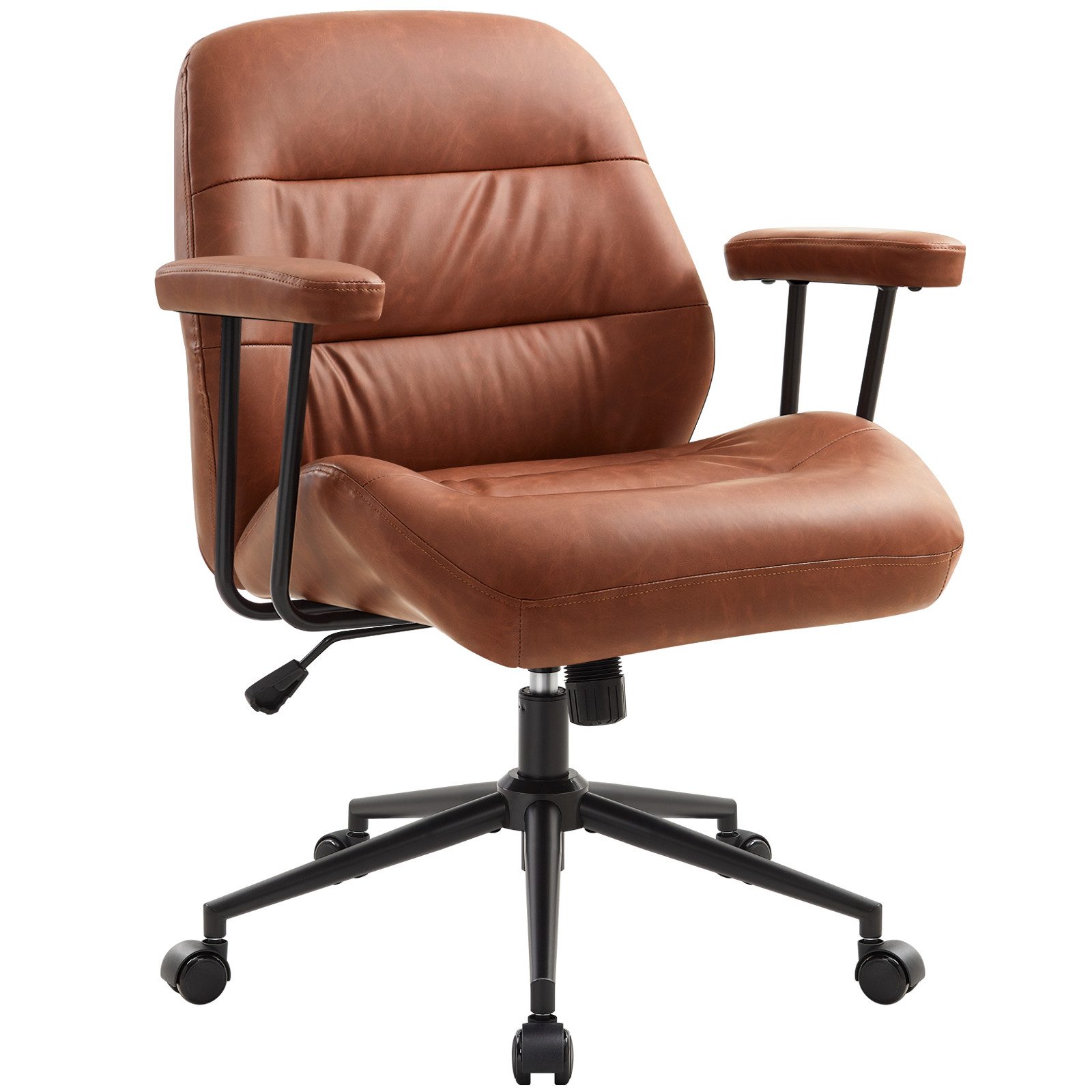 IWMH Bürostuhl Drehstuhl mit abnehmbarer Armlehnen, (Ergonomisch Schreibtsichstuhl), Kunstleder Schminktisch Stuhl, Höhenverstellbar Homeoffice Stuhl