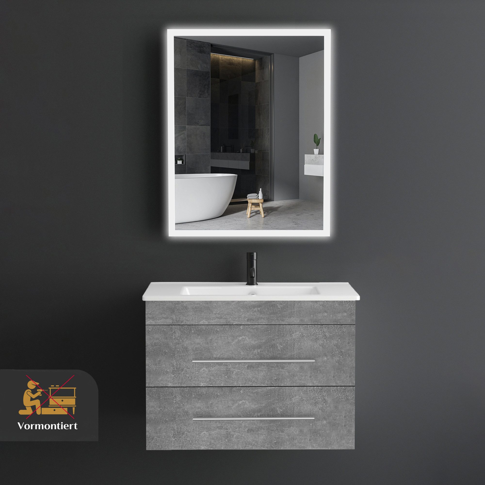 Alpenberger Badmöbel-Set Waschbecken mit Unterschrank - Waschbeckenuntersch günstig online kaufen