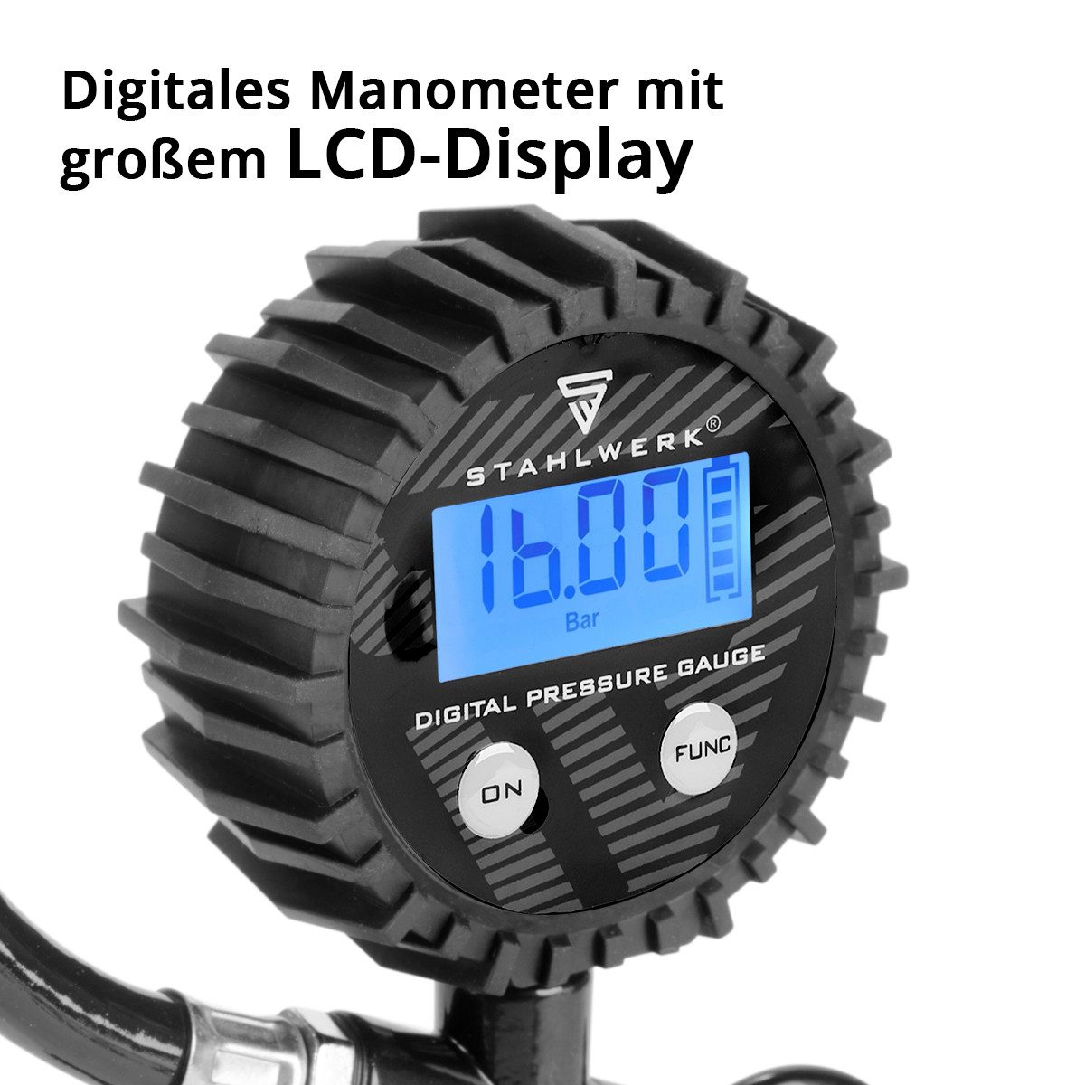 STAHLWERK Reifenfüllmessgerät Digitale Druckluft-Reifenfüllpistole DRD-16 ST