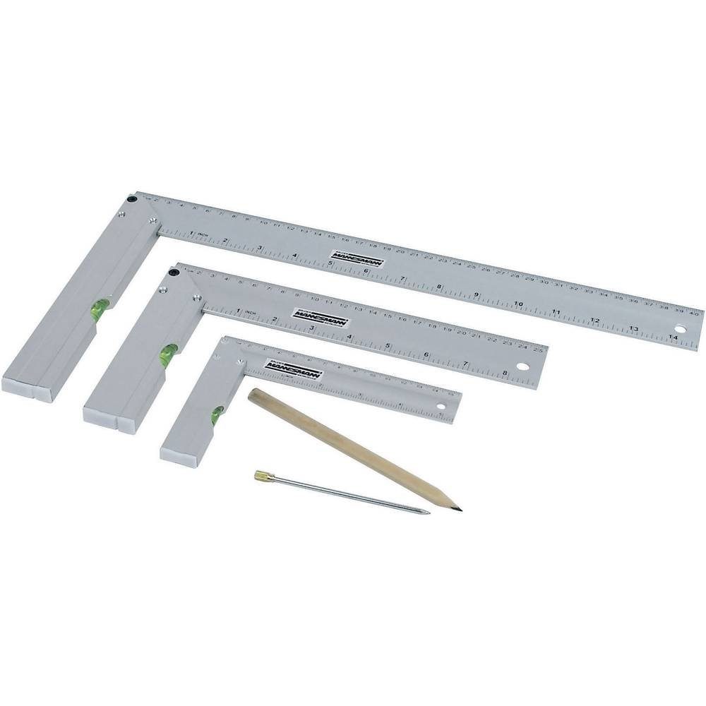 Brüder Mannesmann Werkzeuge Winkelmesser Aluminium Anschlagwinkel-Set, Werksstandard (ohne Zertifikat)
