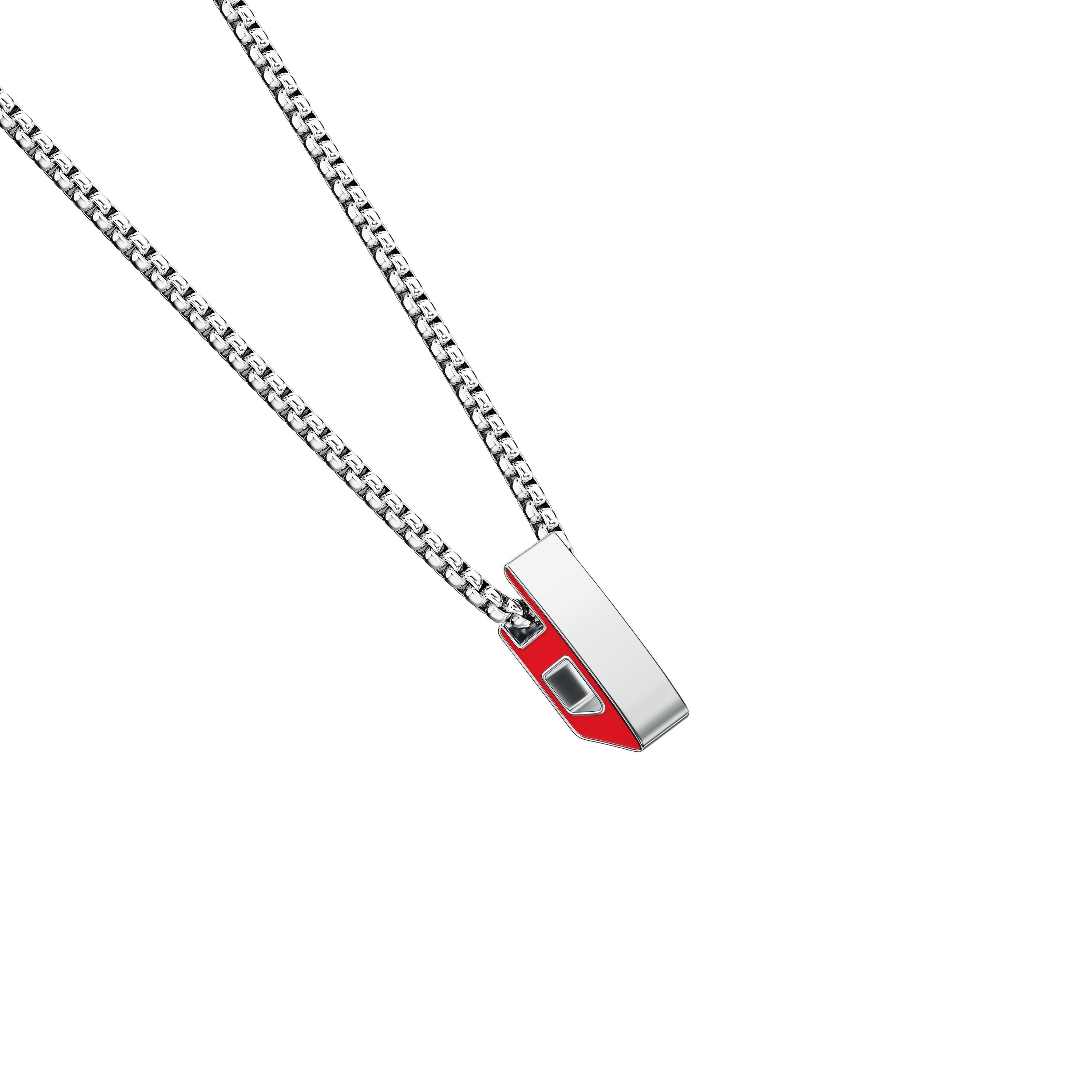 Diesel Kette mit Anhänger Schmuck Geschenk Edelstahl Halsschmuck Halskette D Logo, Emaille
