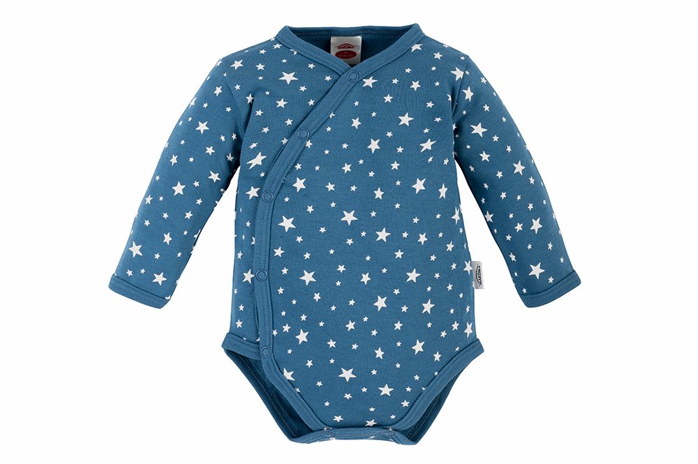 (Spar-Set, Neugeborene Baby Sterne Body Langarm 2-tlg) für Wickelbody Blau/ Makoma Türkis Jungen