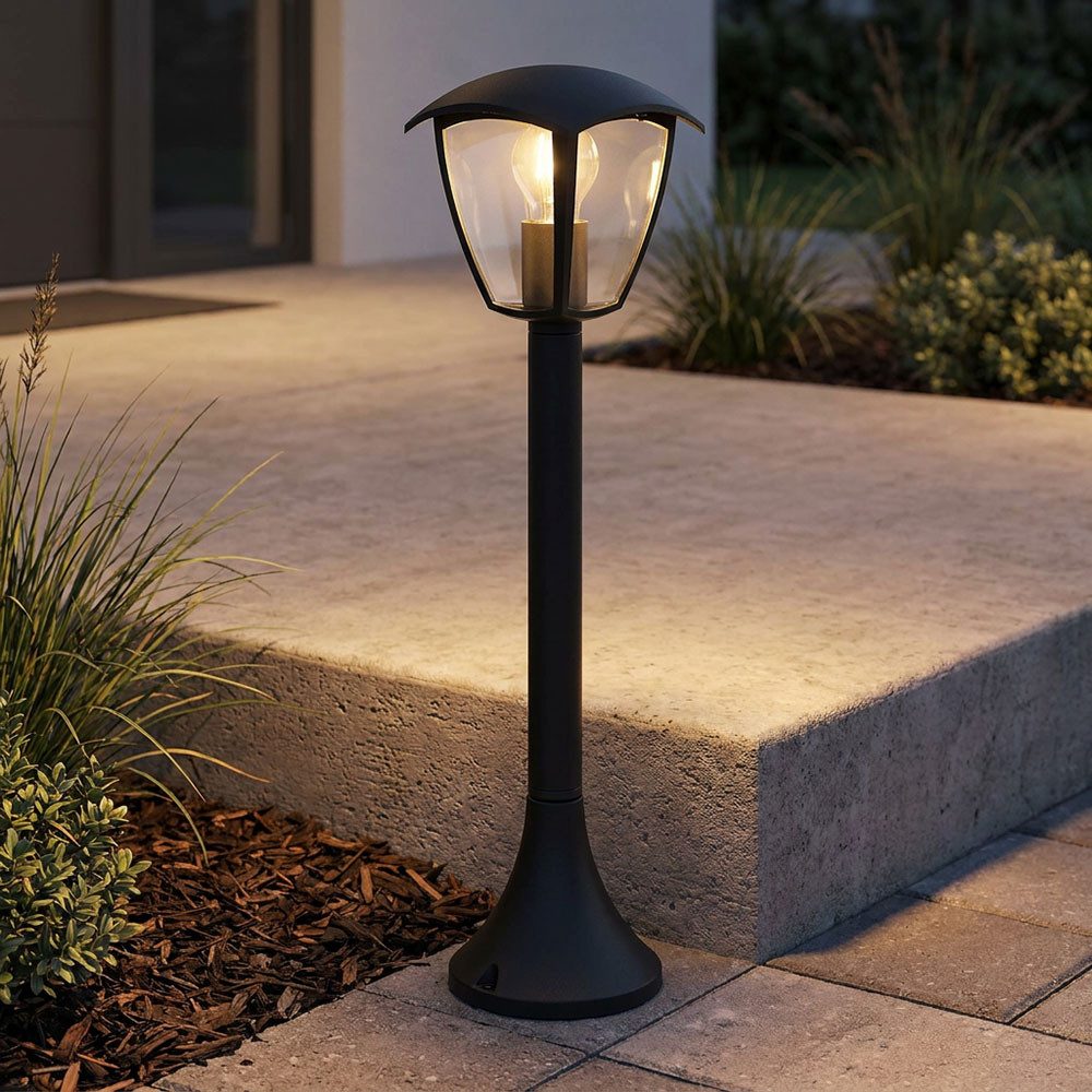 V-TAC Außen-Stehlampe, Leuchtmittel inklusive, Warmweiß, LED Außen-Stehleuchte Wegeleuchte Aluminium Glas schwarz E27 IP44