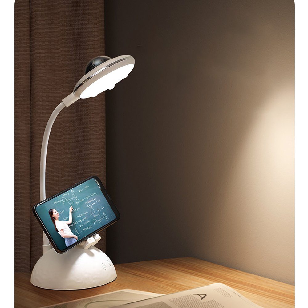 GelldG LED Schreibtischlampe Weiß(0,282 Stifthalter LED Projektion, Tischlampe und kg) USB-Anschluss mit