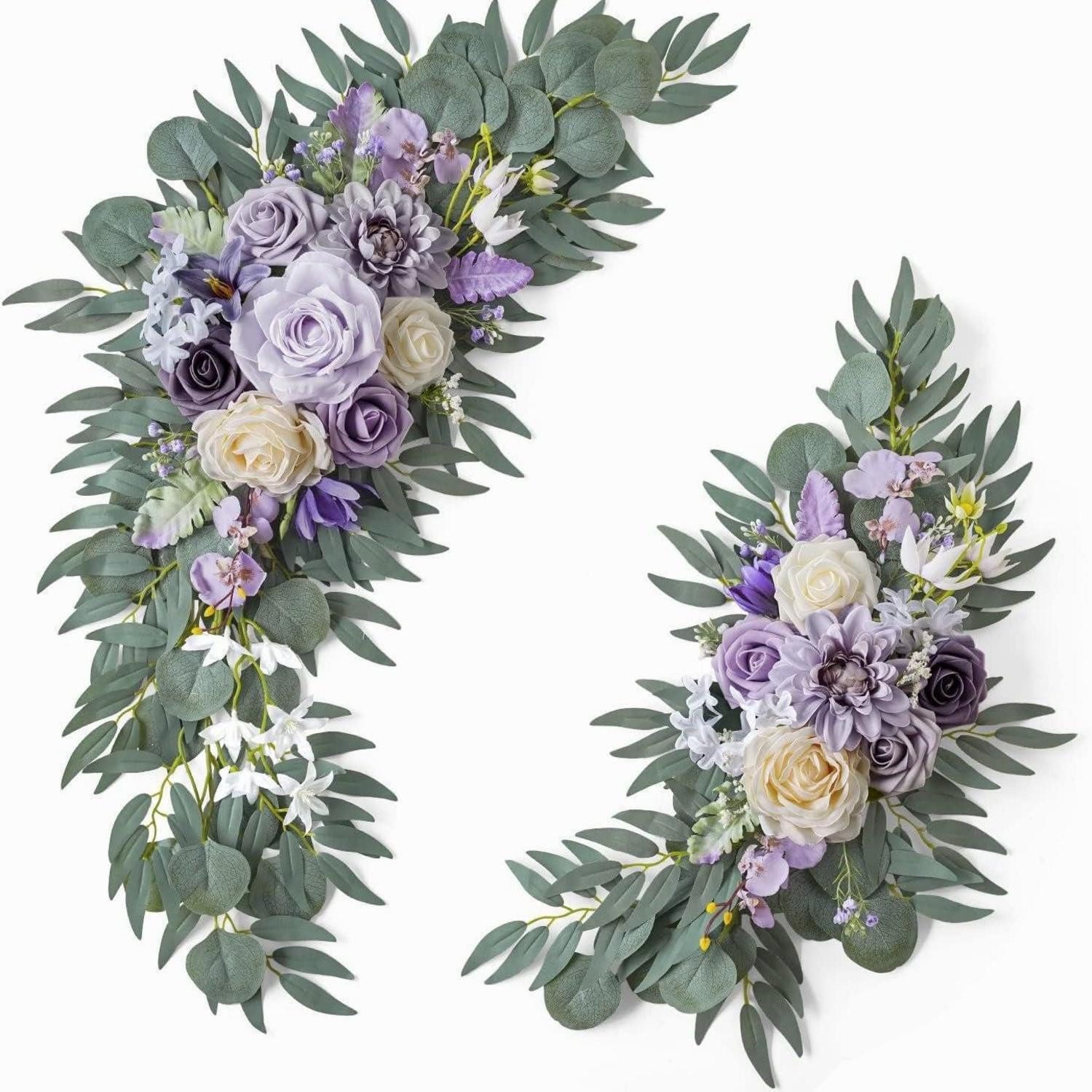 Kunstgirlande Hochzeitsbogen Blumen Set Hellviolett 70cm, LuxusKollektion, Höhe 5 cm
