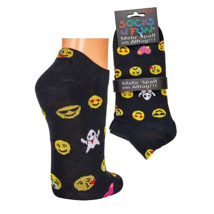 Socks 4 Fun Sneakersocken Sneaker Socken Motiv Emoji (2-Paar)