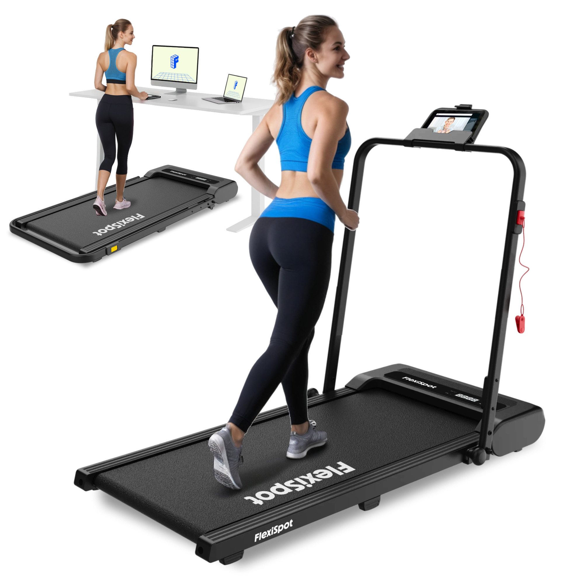 FLEXISPOT Laufband Walking Pad GP018, 1-6/10 km/h, LED-Display & Kabellose Fernbedienung (LED-Display & Kabellose Fernbedienung, rutschfest & gedämpft), Mit Schmiermitteln, für Zuhause & Büro, Max. 140 KG