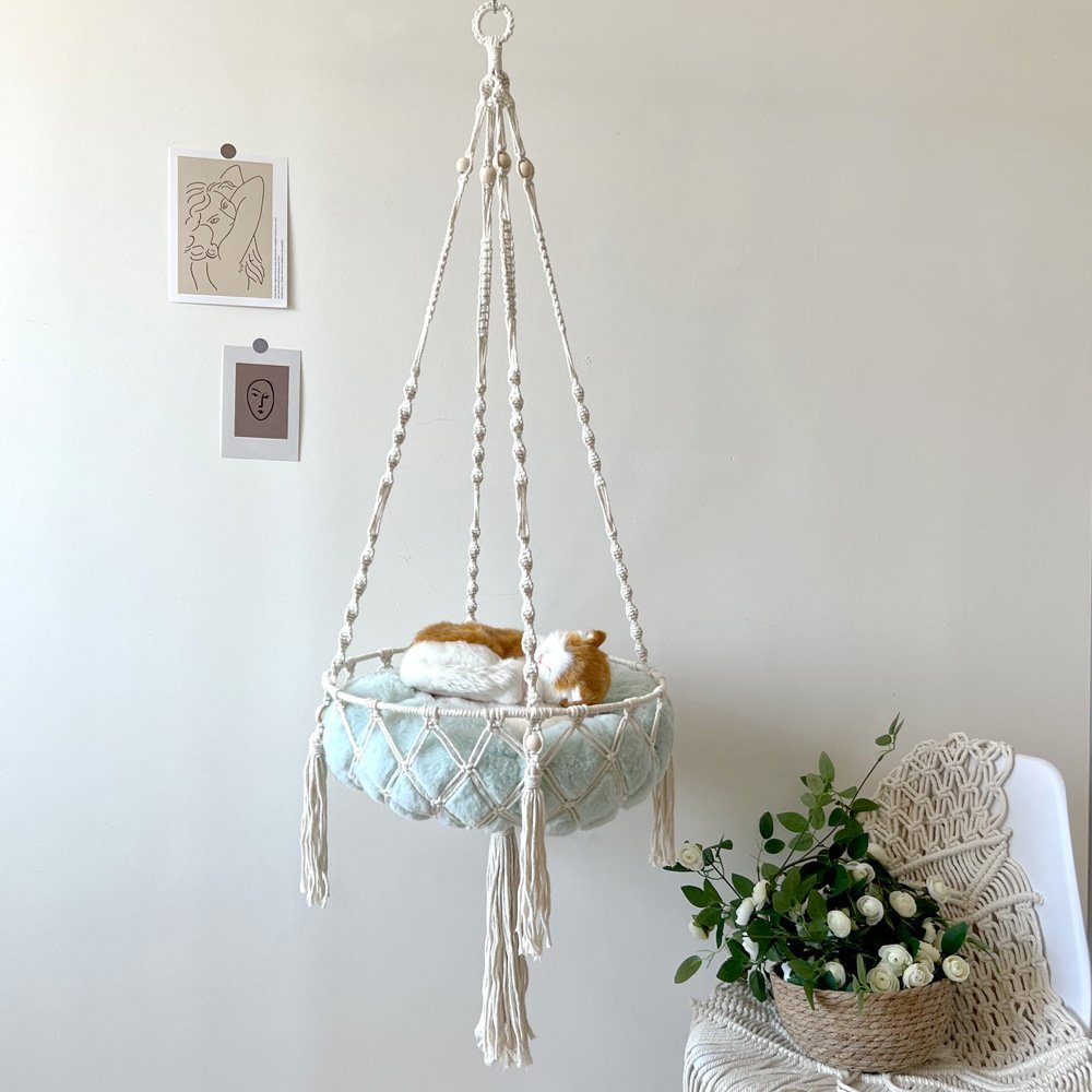 Rouemi Wanddekoobjekt Hängematte, Haustier-Katzenbett, hängende gewebte Lagerung Wandteppich