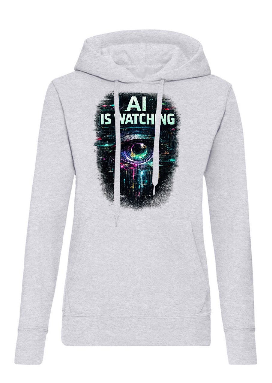 Blondie & Brownie Hoodie Damen Hoodie AI is Watching D Hoodie Auge Print Streetwear AI is Watching D Hoodie Urban Vision