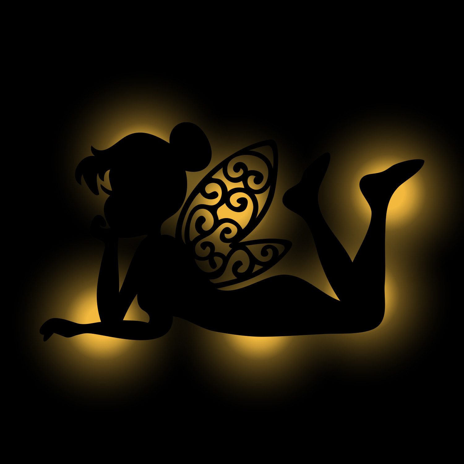 Namofactur LED Nachtlicht Fee - Schlaflicht mit Feen-Motiv für Kleinkinder - Wand Deko Lampe, Ohne Zugschalter, LED fest integriert, Warmweiß, Wanddekoobjekt Kinderzimmer Leuchte batteriebetrieben