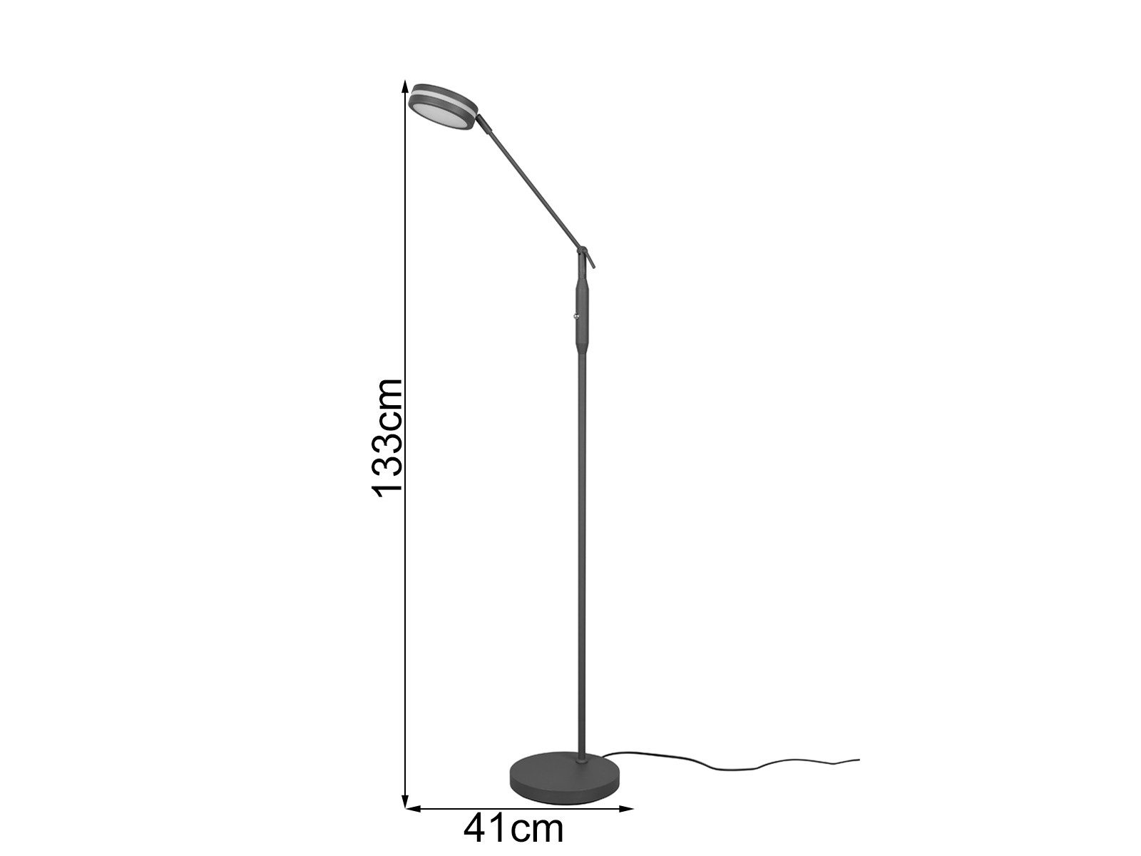 TRIO Leuchten LED Stehlampe, Dimmfunktion und Memory Funktion, LED fest integriert, Stufenlos dimmbar über integrierten Sensor, Neutralweiß, Warmweiß, Schwenkbare LED Steh Lese-Lampe aus Metall, minimalistisch, Höhe 133cm