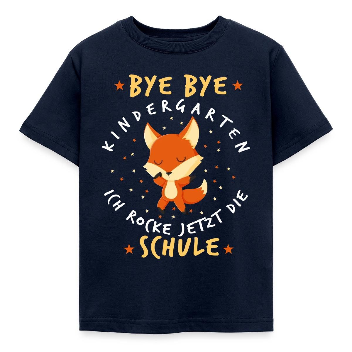 Spreadshirt T-Shirt Bye Bye Kindergarten Ich Rocke Jetzt Die Schule Fuchs Kinder T-Shirt (1-tlg)