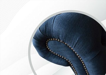 JVmoebel Chesterfield-Sofa Blauer Chesterfield 3Sitzer Blau Wohnzimmer Modern Design Sofa, Made in Europe