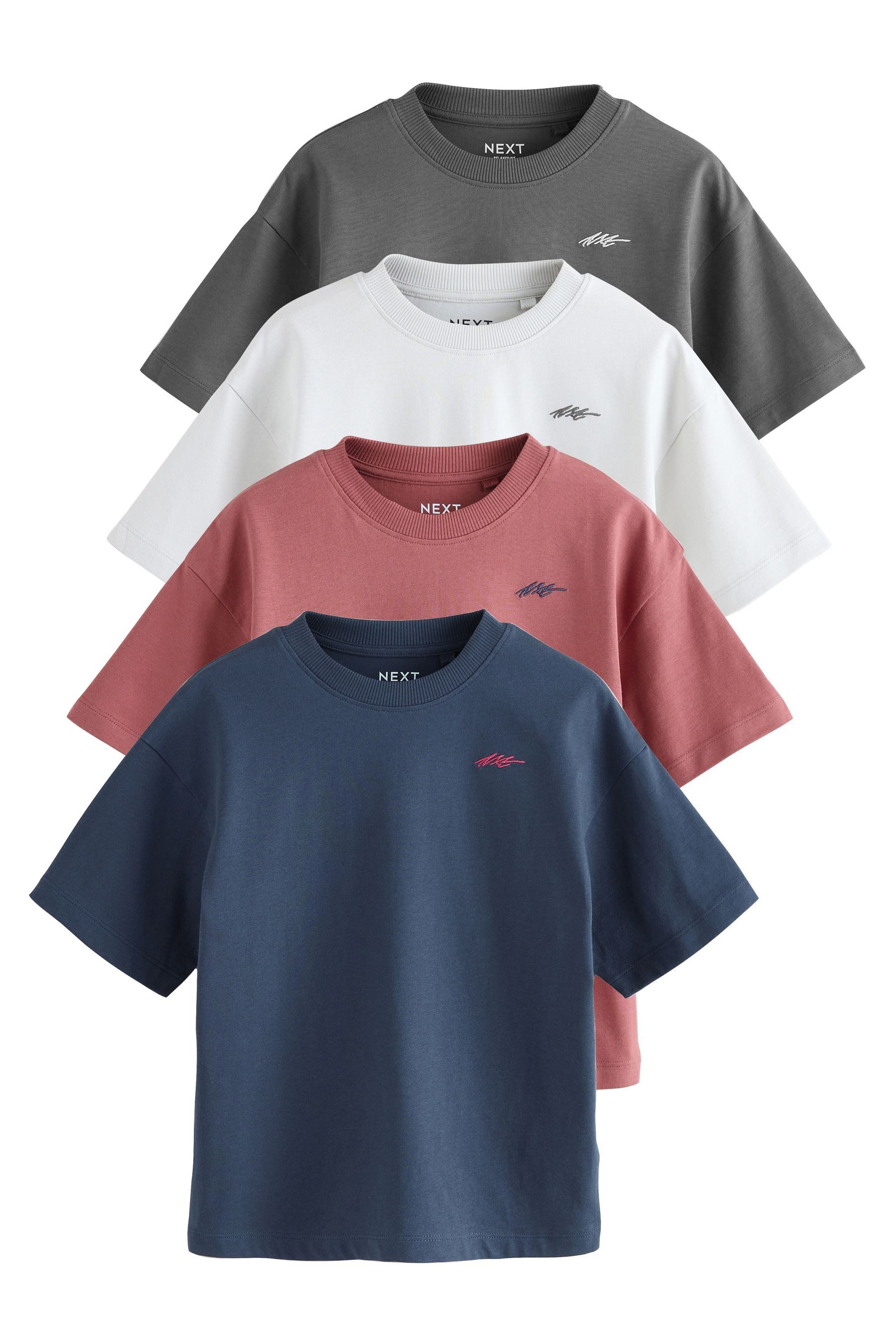 Next T-Shirt T-Shirt mit Grafik und kurzen Ärmeln, 4er-Pack (4-tlg)